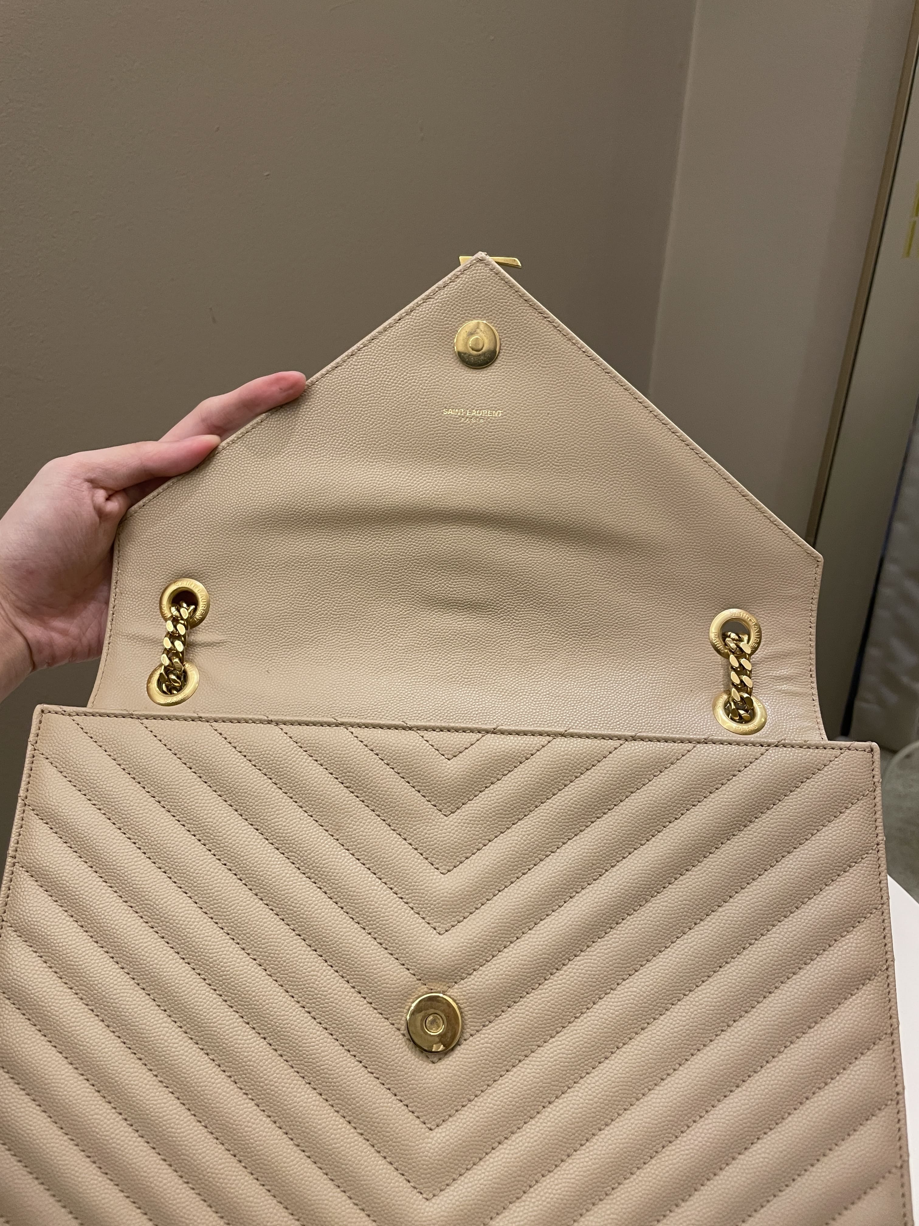 Saint Laurent Envelope Bag Beige Calfskin