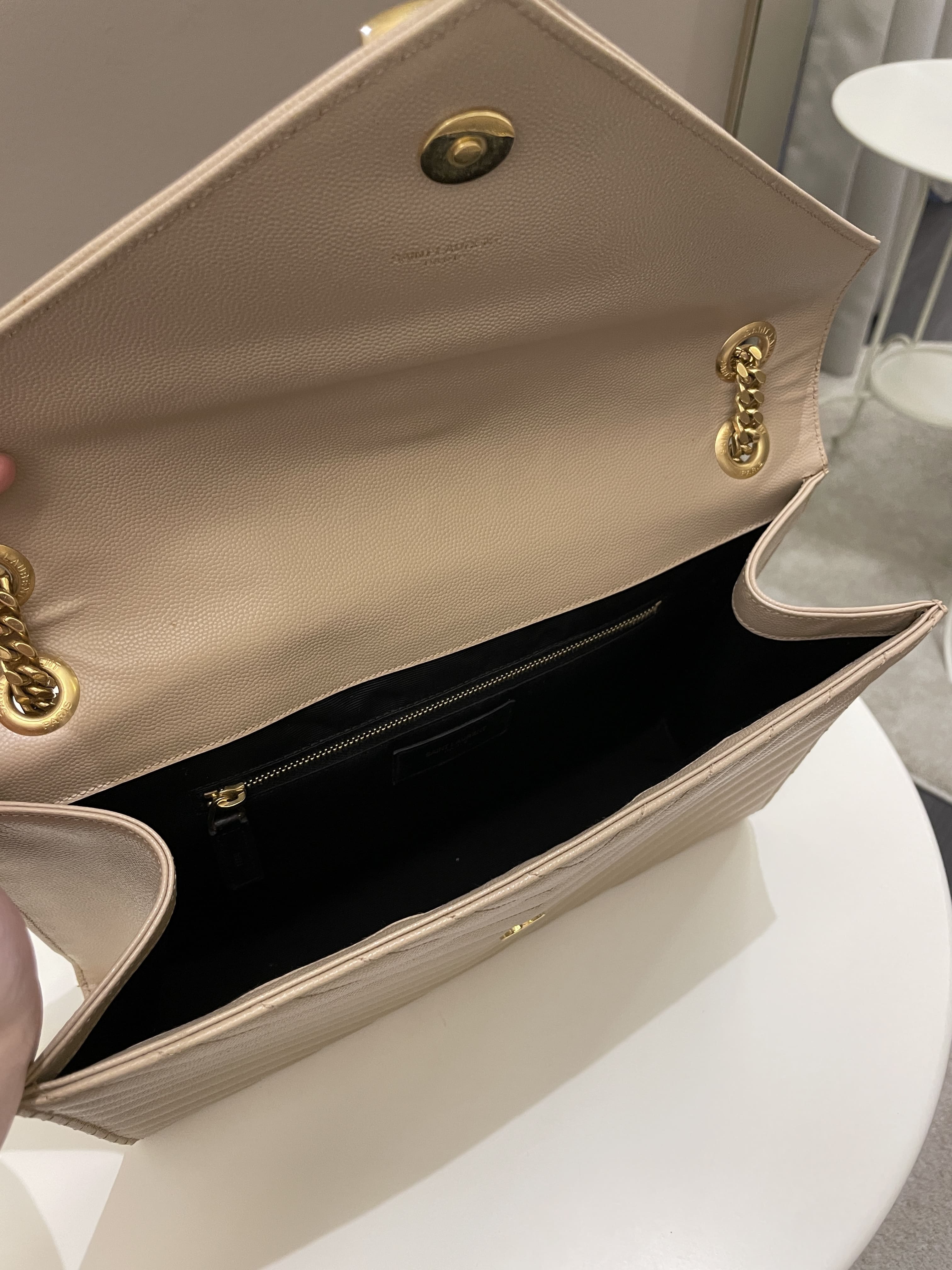 Saint Laurent Envelope Bag Beige Calfskin
