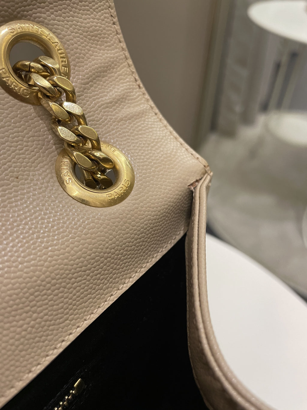 Saint Laurent Envelope Bag Beige Calfskin