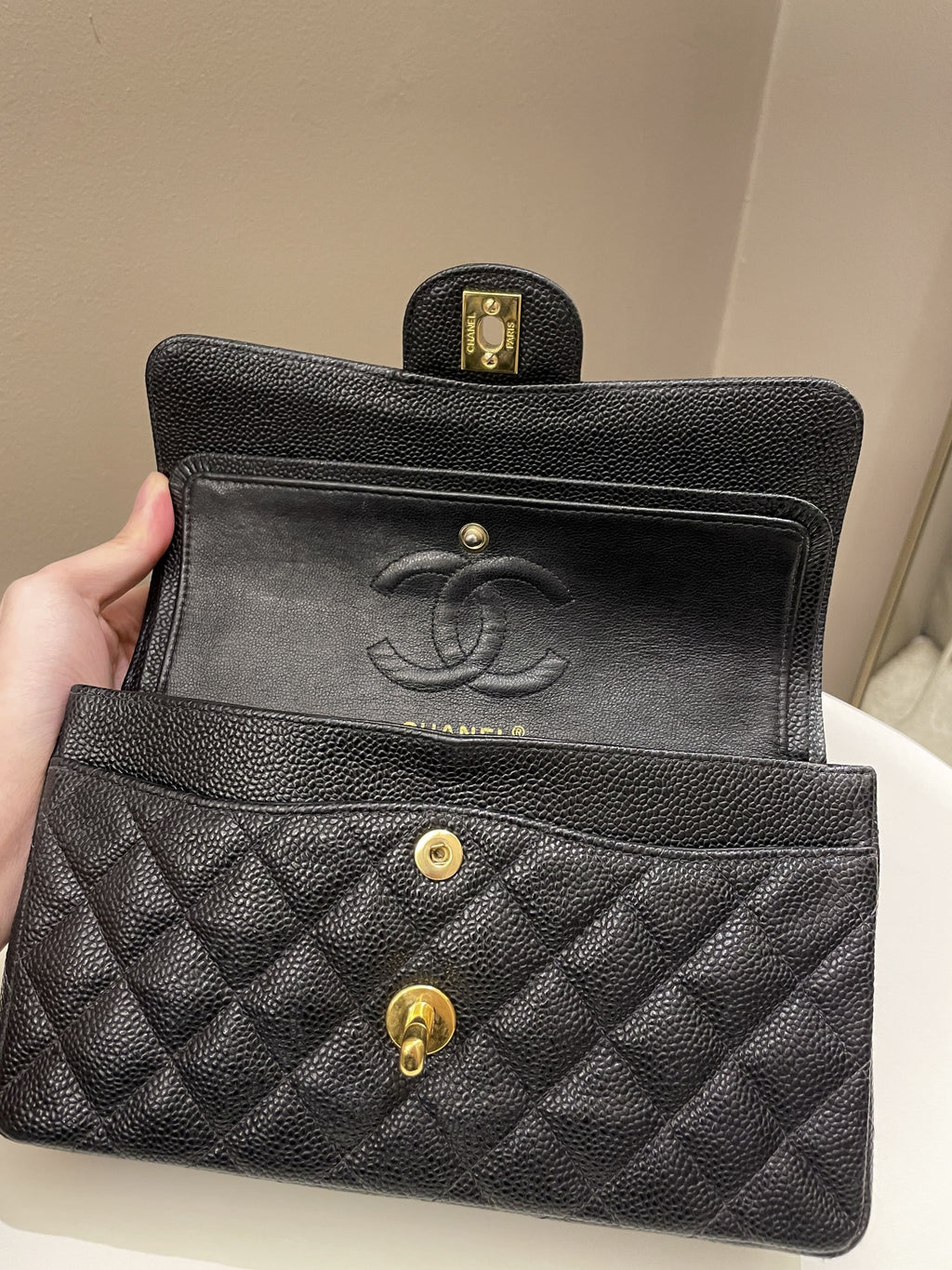 Chanel Classic Quilted Small Double Flap Black Caviar