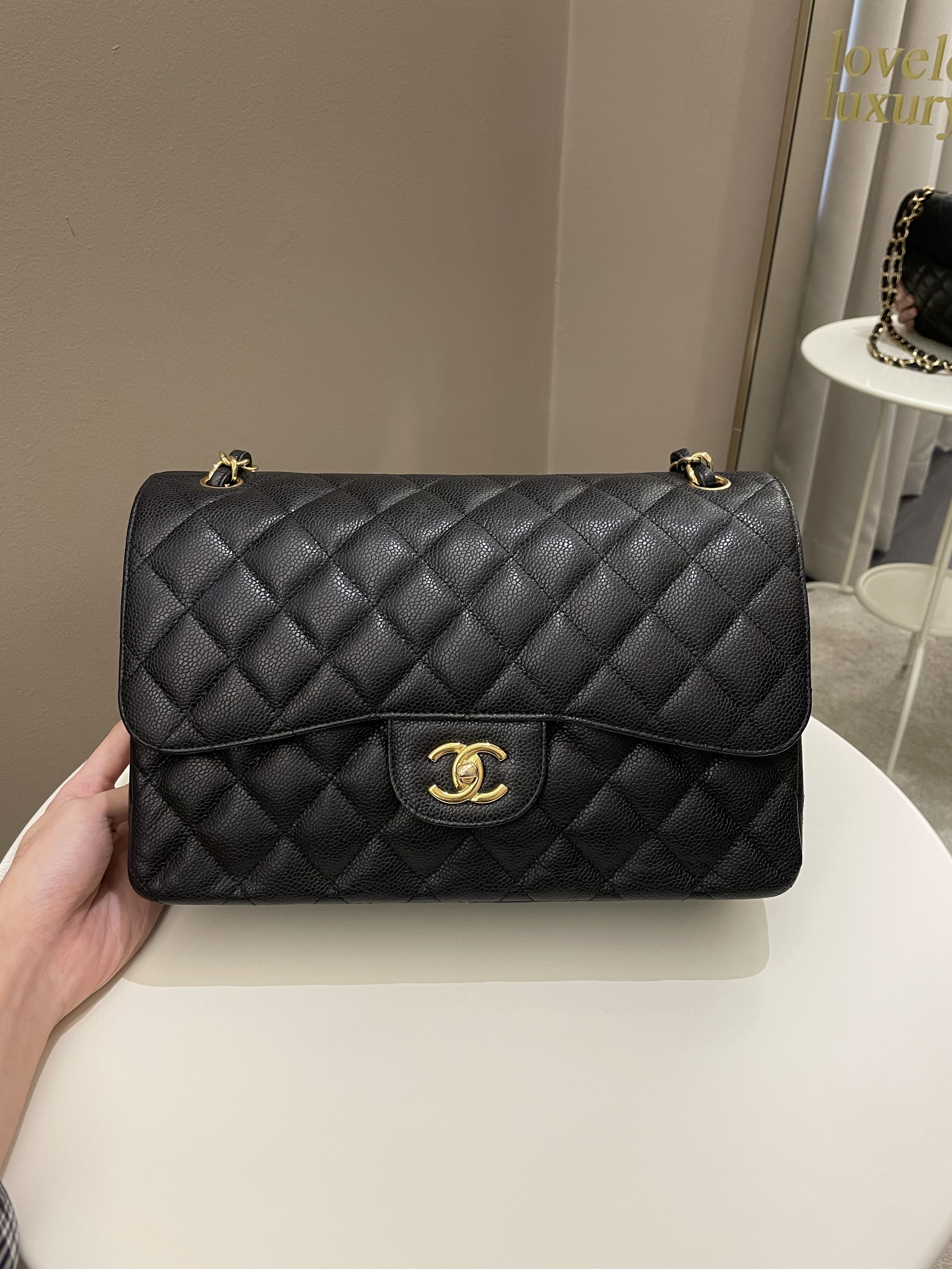 Chanel Classic Quilted Jumbo Double Flap Black Caviar