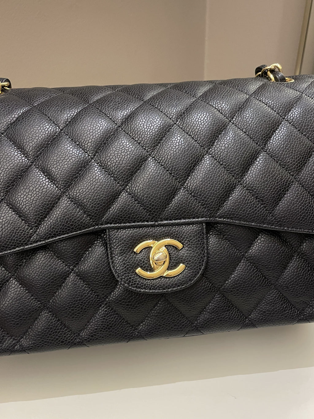 Chanel Classic Quilted Jumbo Double Flap Black Caviar