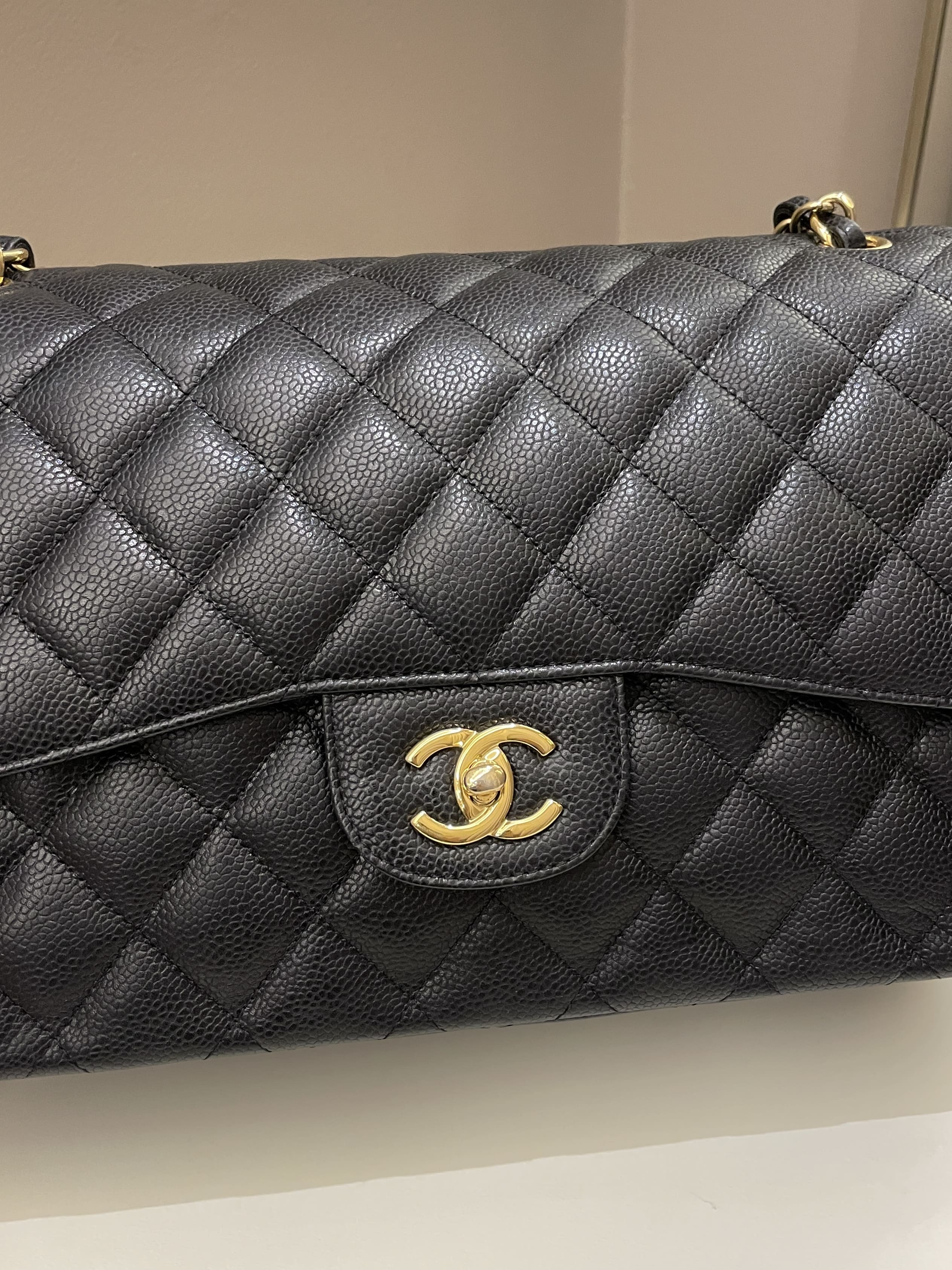Chanel Classic Quilted Jumbo Double Flap Black Caviar
