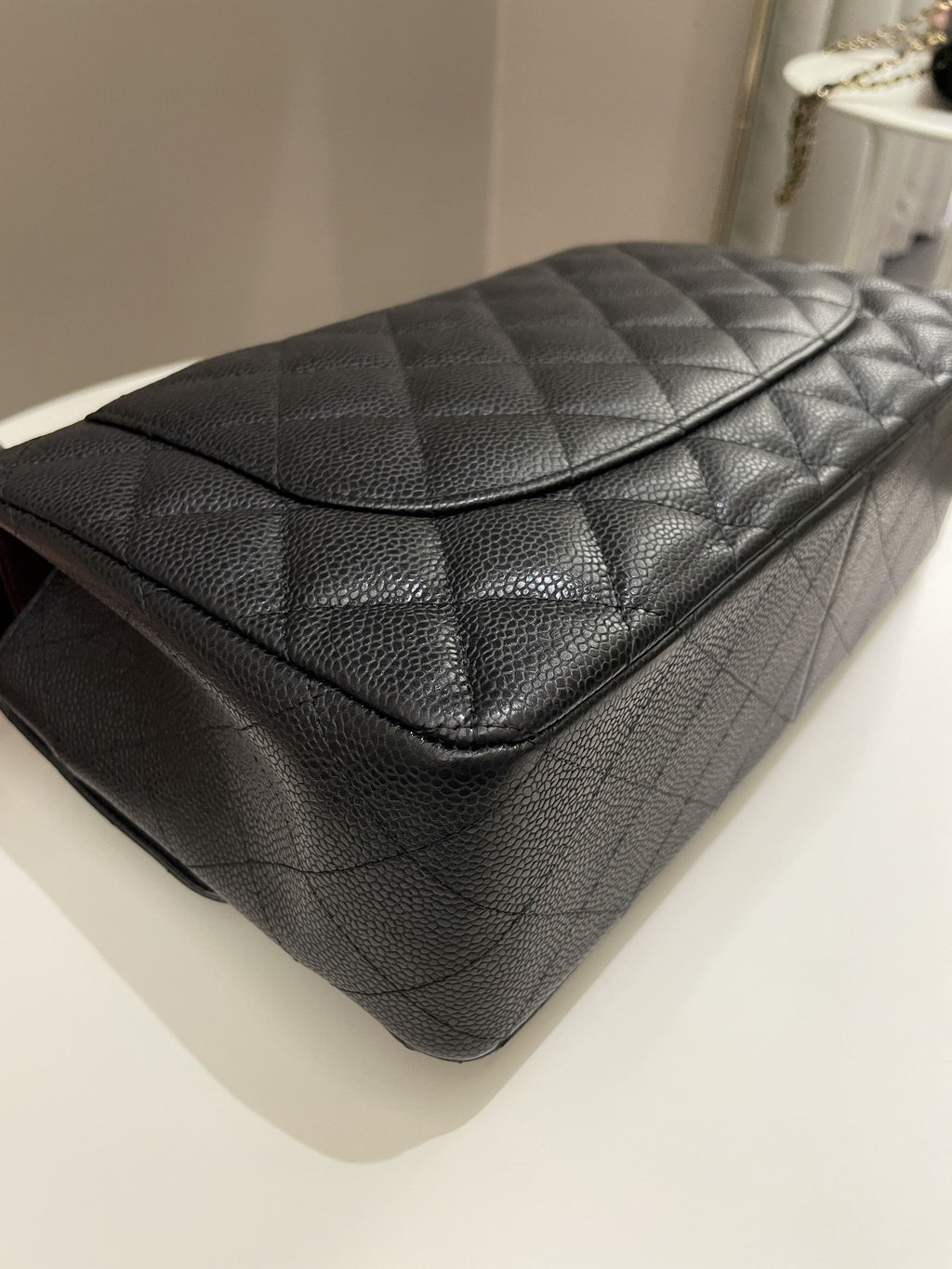 Chanel Classic Quilted Jumbo Double Flap Black Caviar