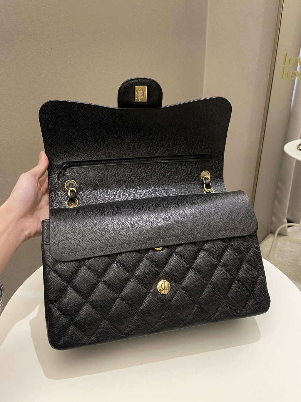 Chanel Classic Quilted Jumbo Double Flap Black Caviar