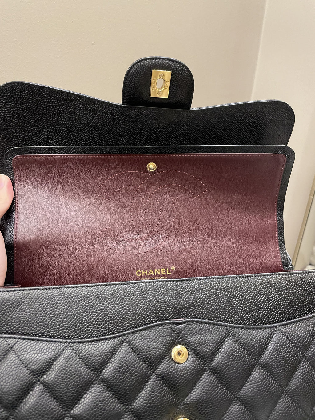 Chanel Classic Quilted Jumbo Double Flap Black Caviar