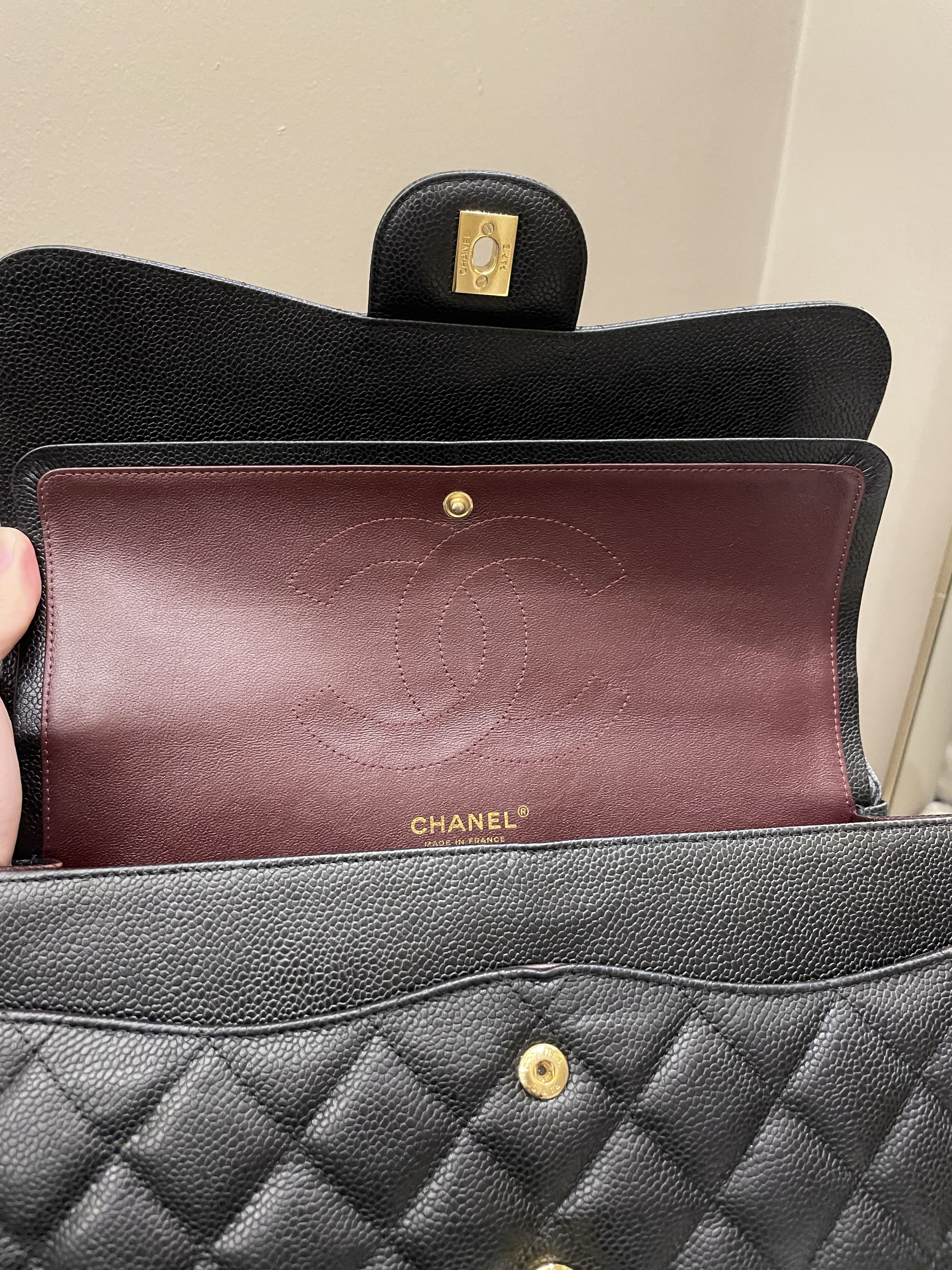 Chanel Classic Quilted Jumbo Double Flap Black Caviar