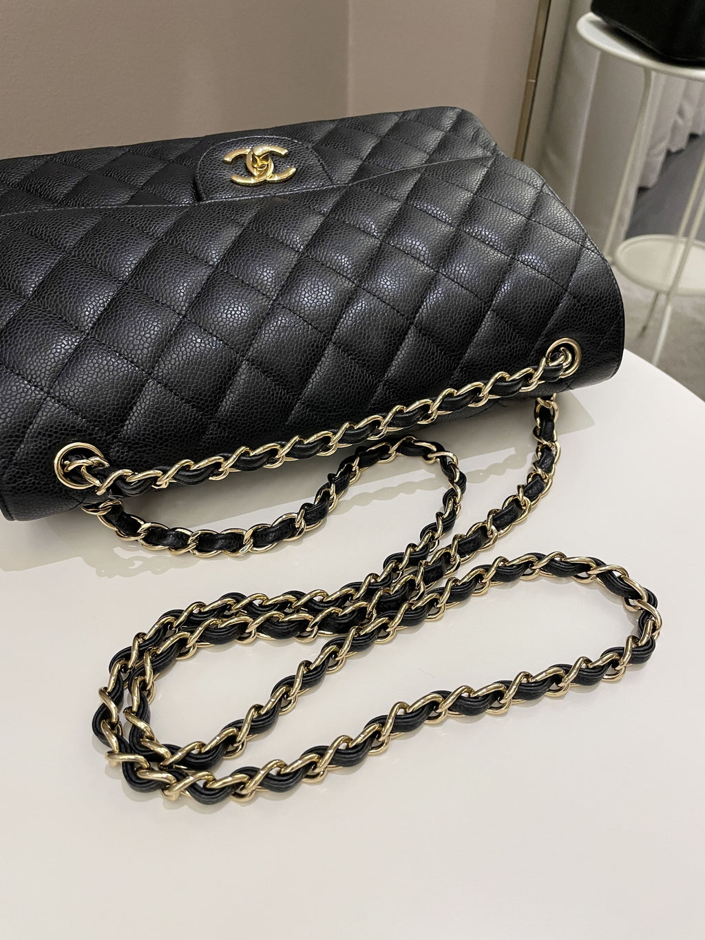 Chanel Classic Quilted Jumbo Double Flap Black Caviar
