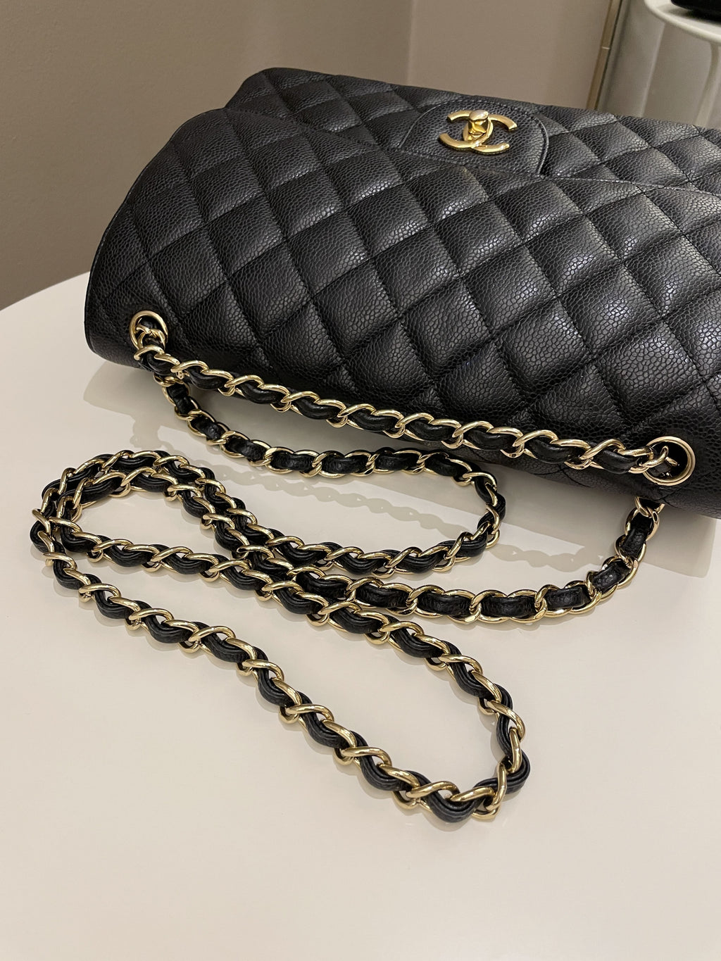 Chanel Classic Quilted Jumbo Double Flap Black Caviar
