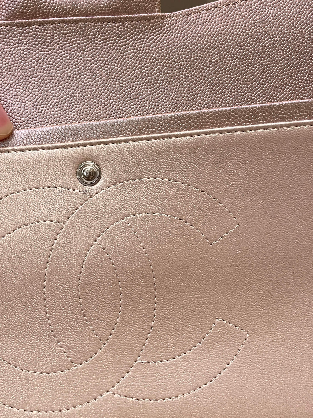 Chanel 17B Chevron Jumbo Double Flap Rose Gold Caviar