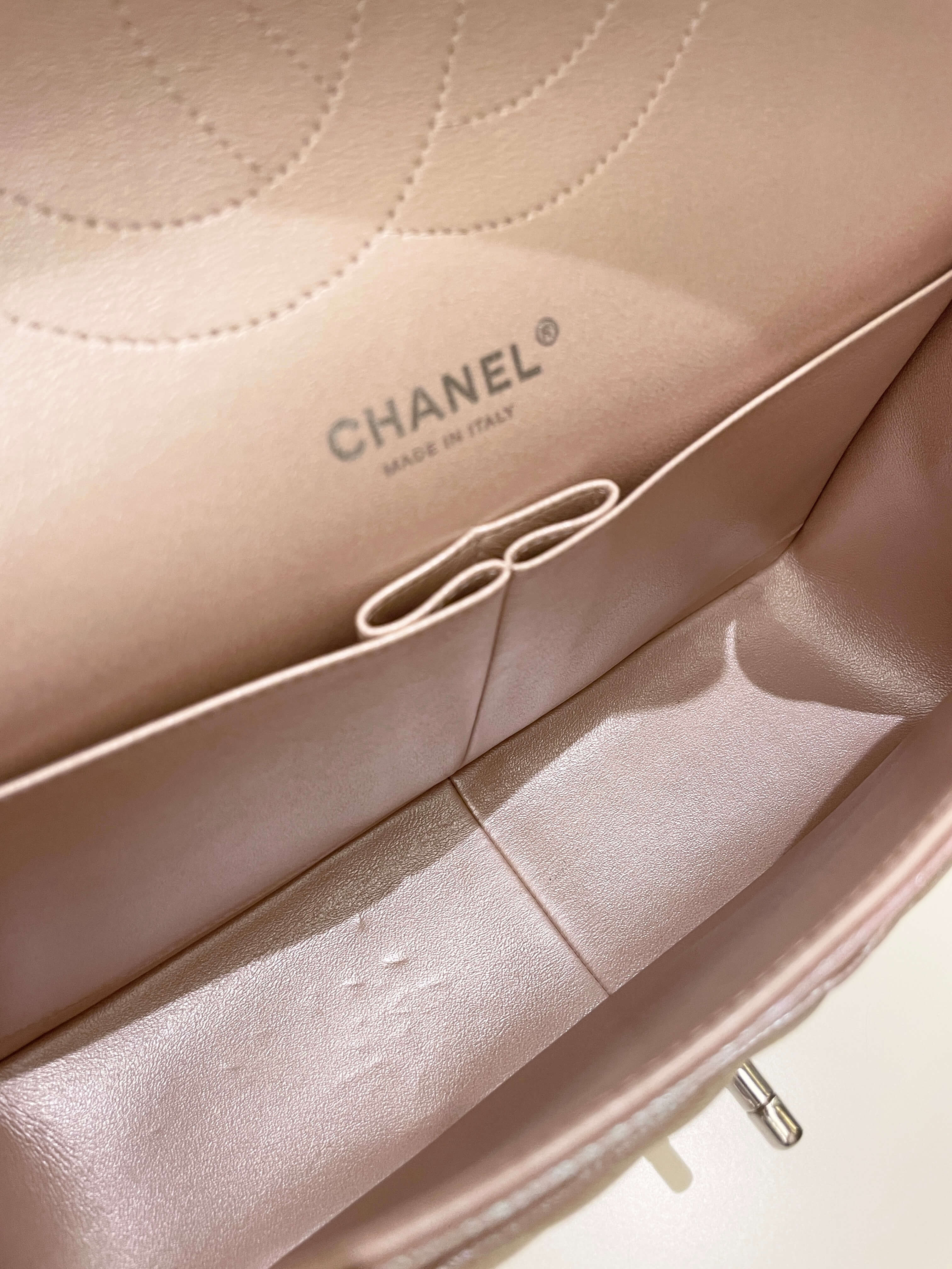 Chanel 17B Chevron Jumbo Double Flap Rose Gold Caviar