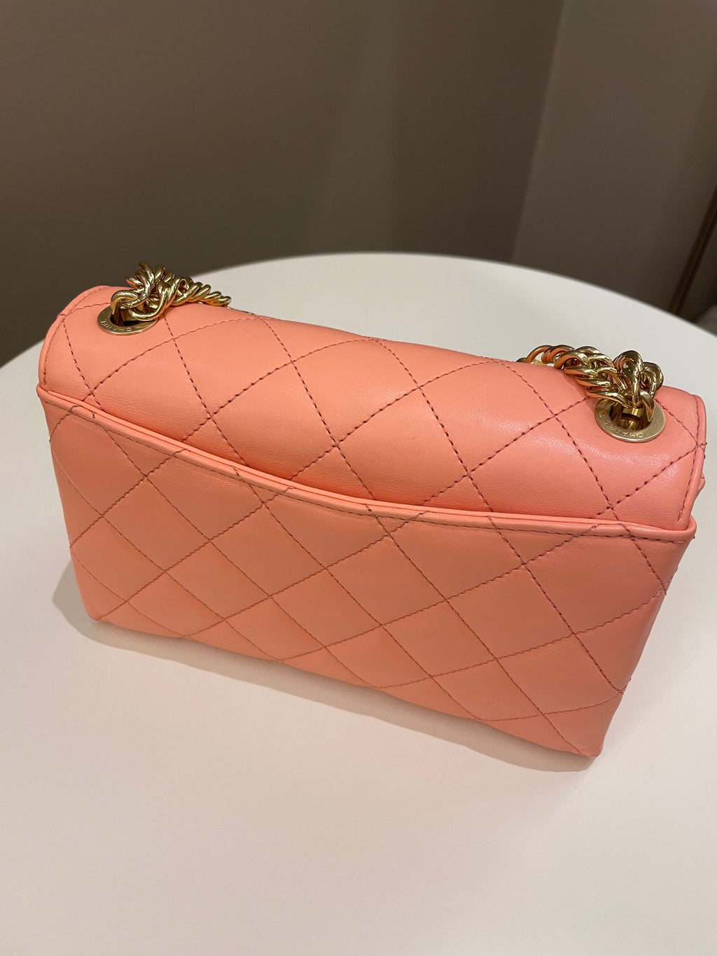 Chanel 23C Charm Chain Flap Bag Light Orange Stiff Lambskin