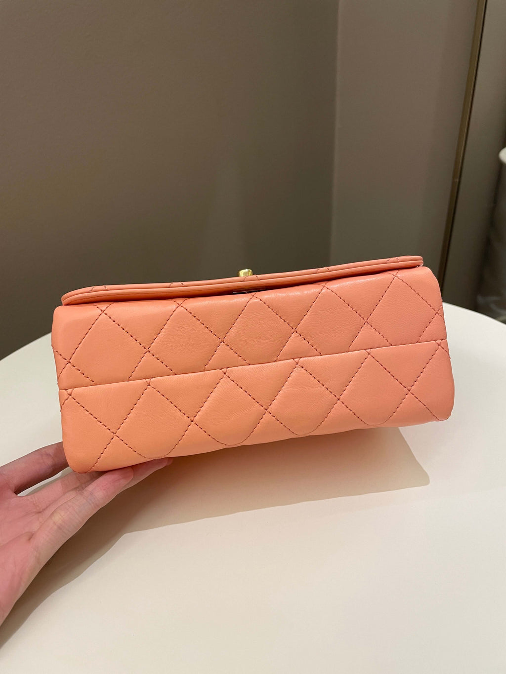 Chanel 23C Charm Chain Flap Bag Light Orange Stiff Lambskin