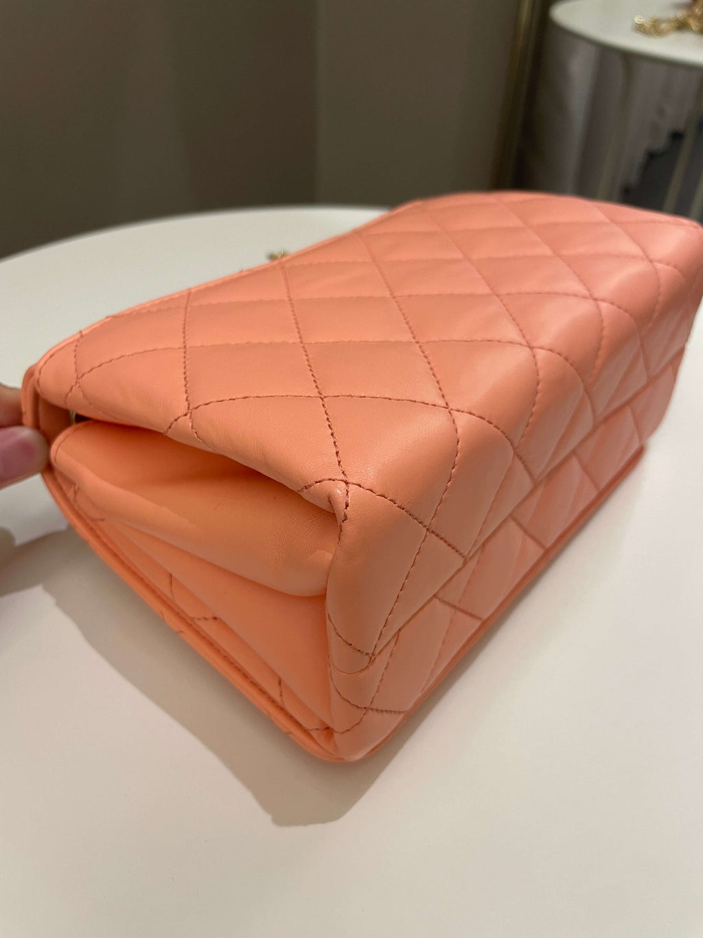 Chanel 23C Charm Chain Flap Bag Light Orange Stiff Lambskin