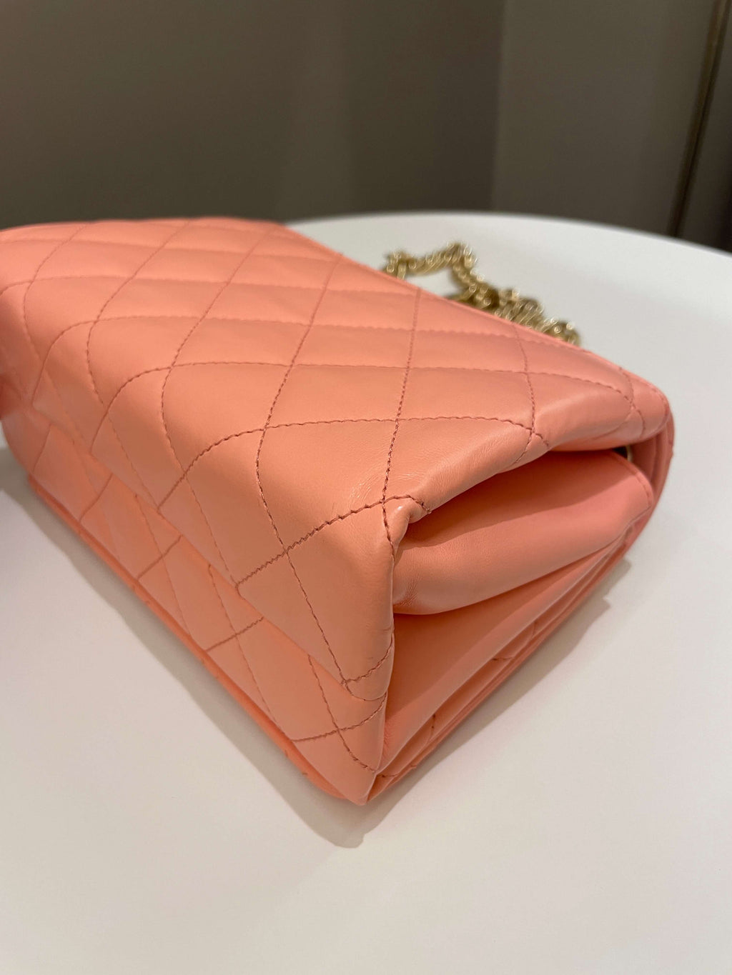 Chanel 23C Charm Chain Flap Bag Light Orange Stiff Lambskin