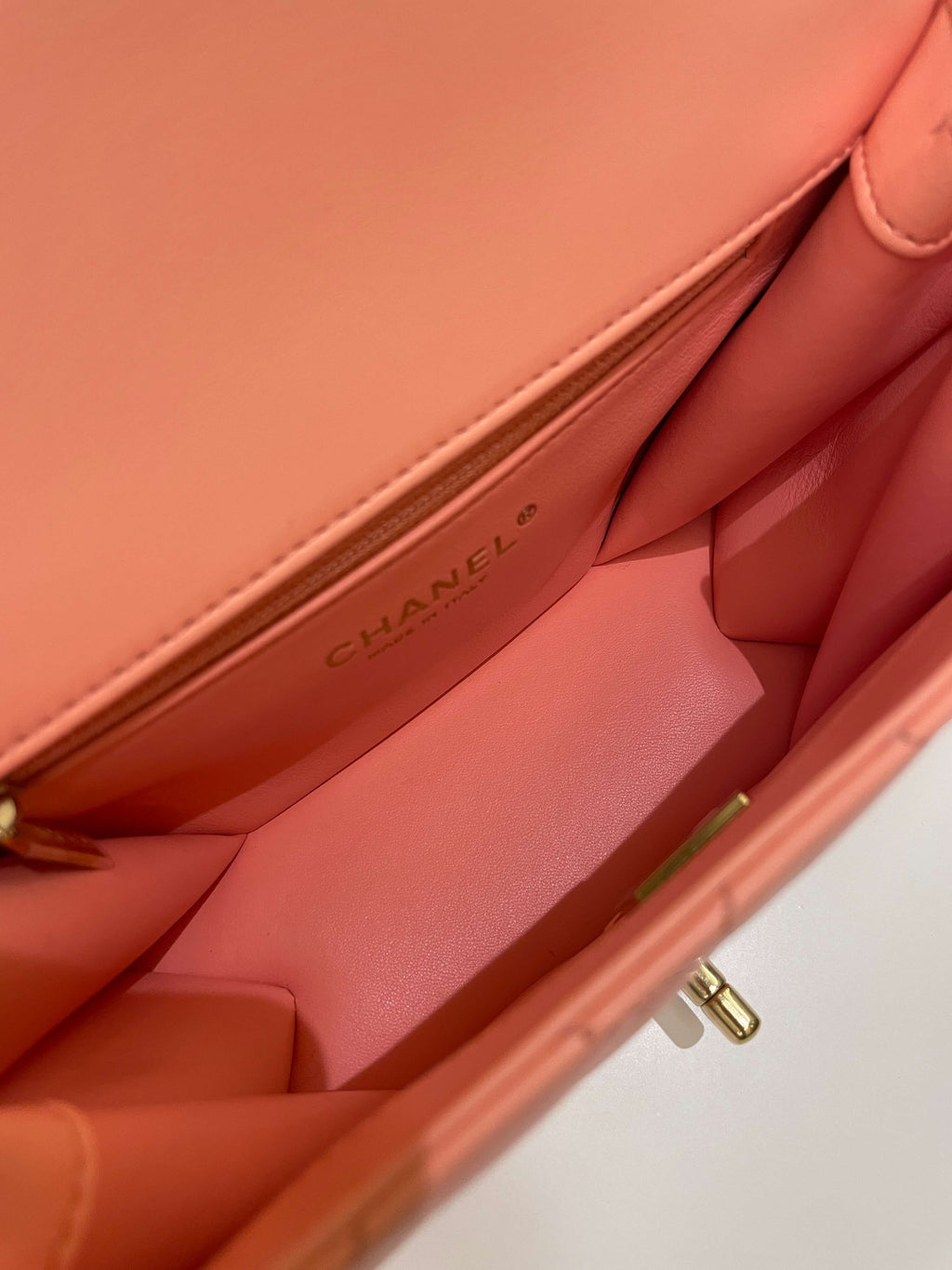 Chanel 23C Charm Chain Flap Bag Light Orange Stiff Lambskin