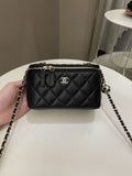 Chanel 23C Quilted Pearl Crush Vanity Rectangular Black Lambskin
