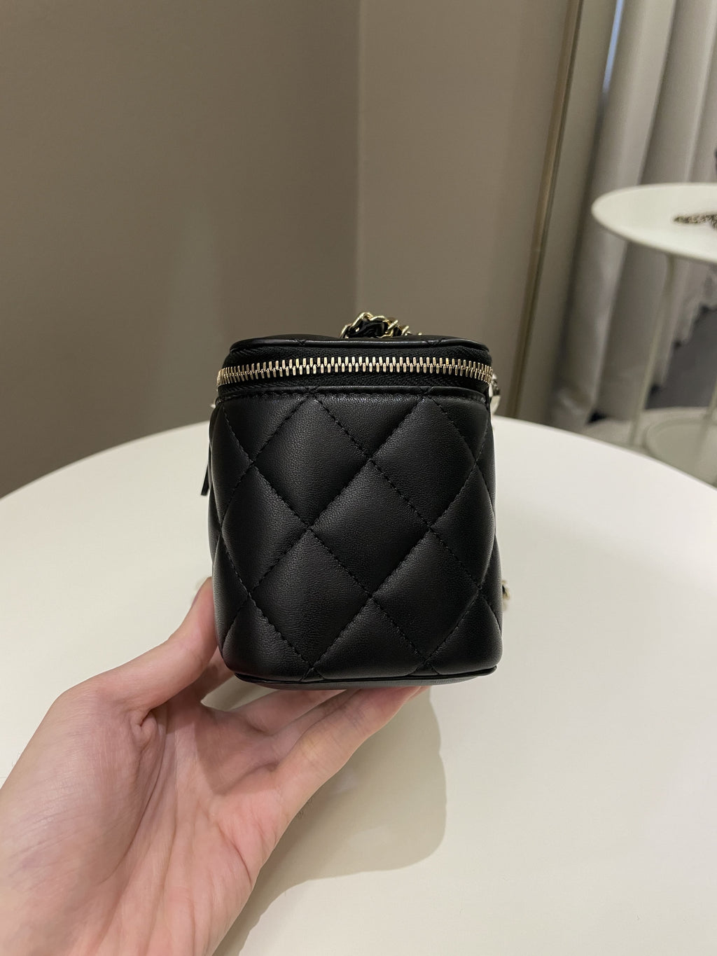 Chanel 23C Quilted Pearl Crush Vanity Rectangular Black Lambskin