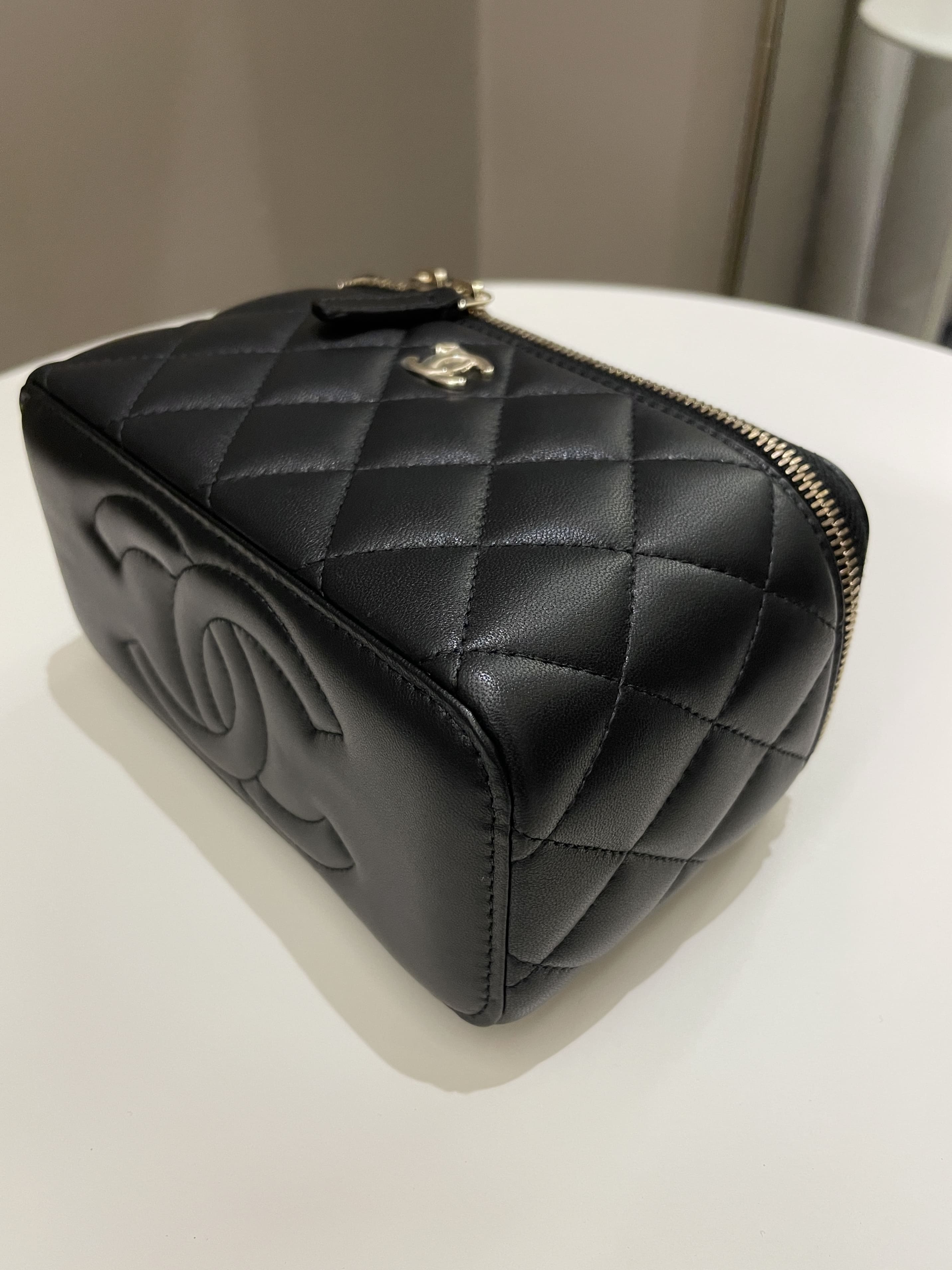 Chanel 23C Quilted Pearl Crush Vanity Rectangular Black Lambskin