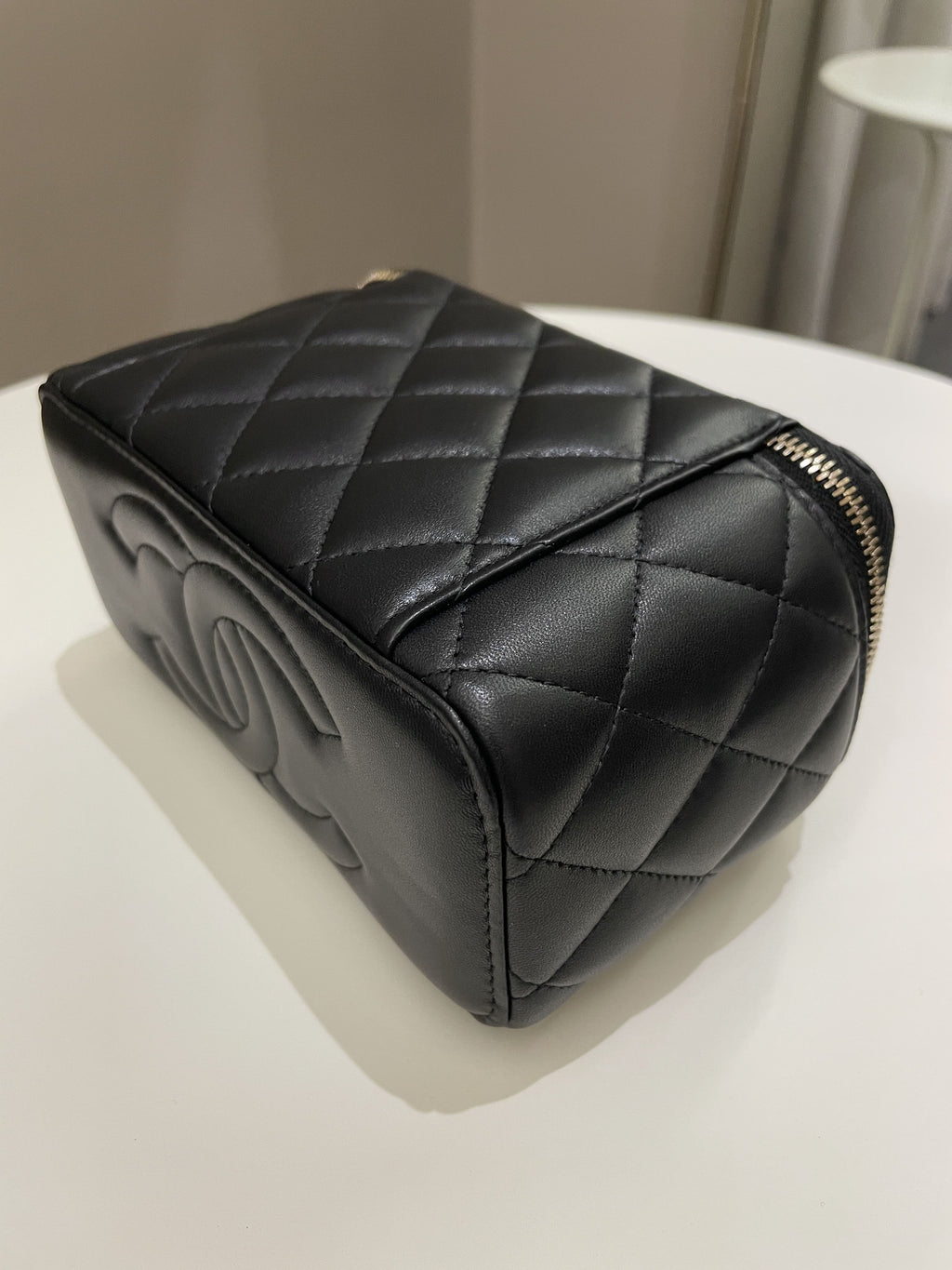 Chanel 23C Quilted Pearl Crush Vanity Rectangular Black Lambskin