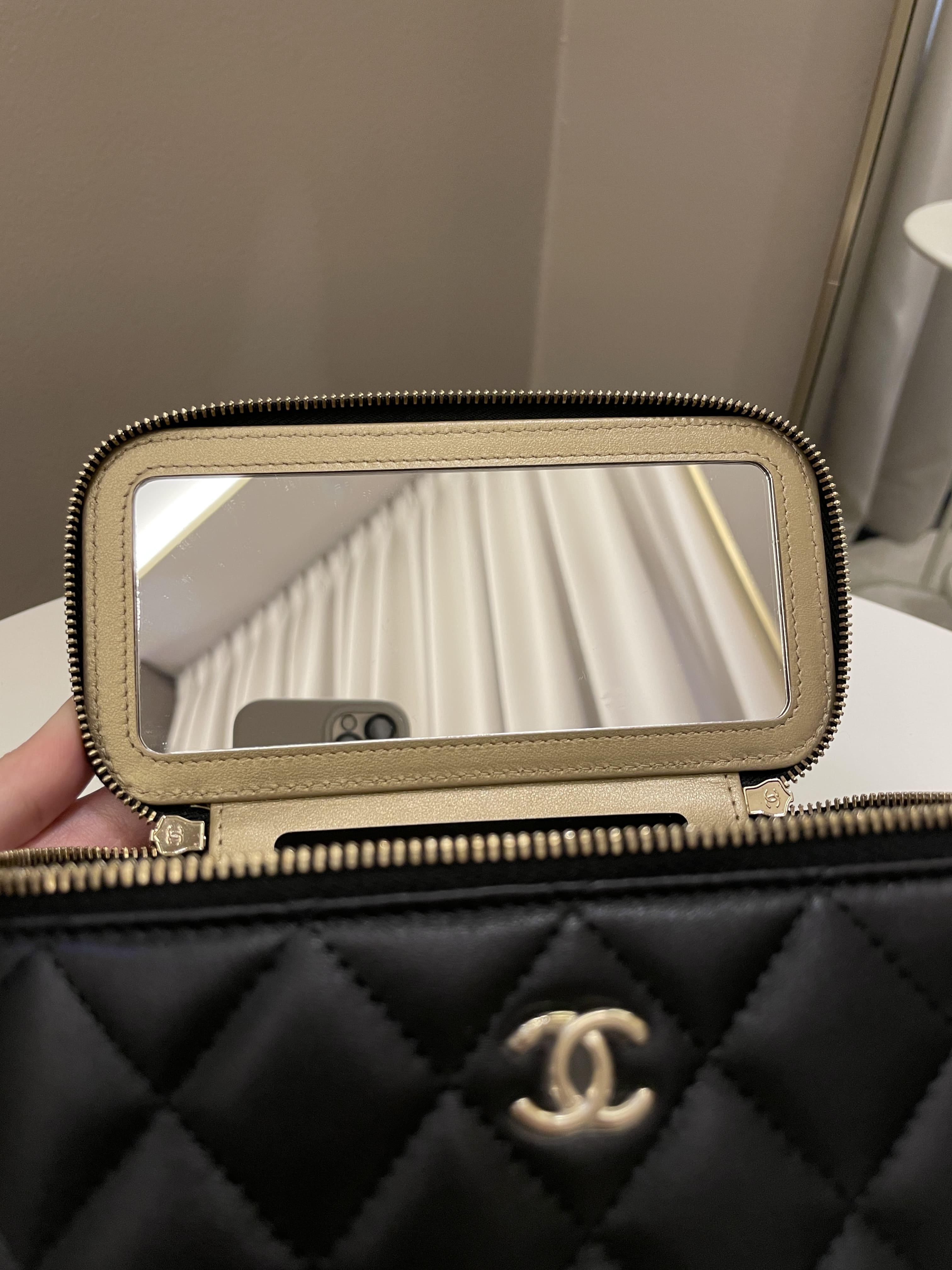 Chanel 23C Quilted Pearl Crush Vanity Rectangular Black Lambskin