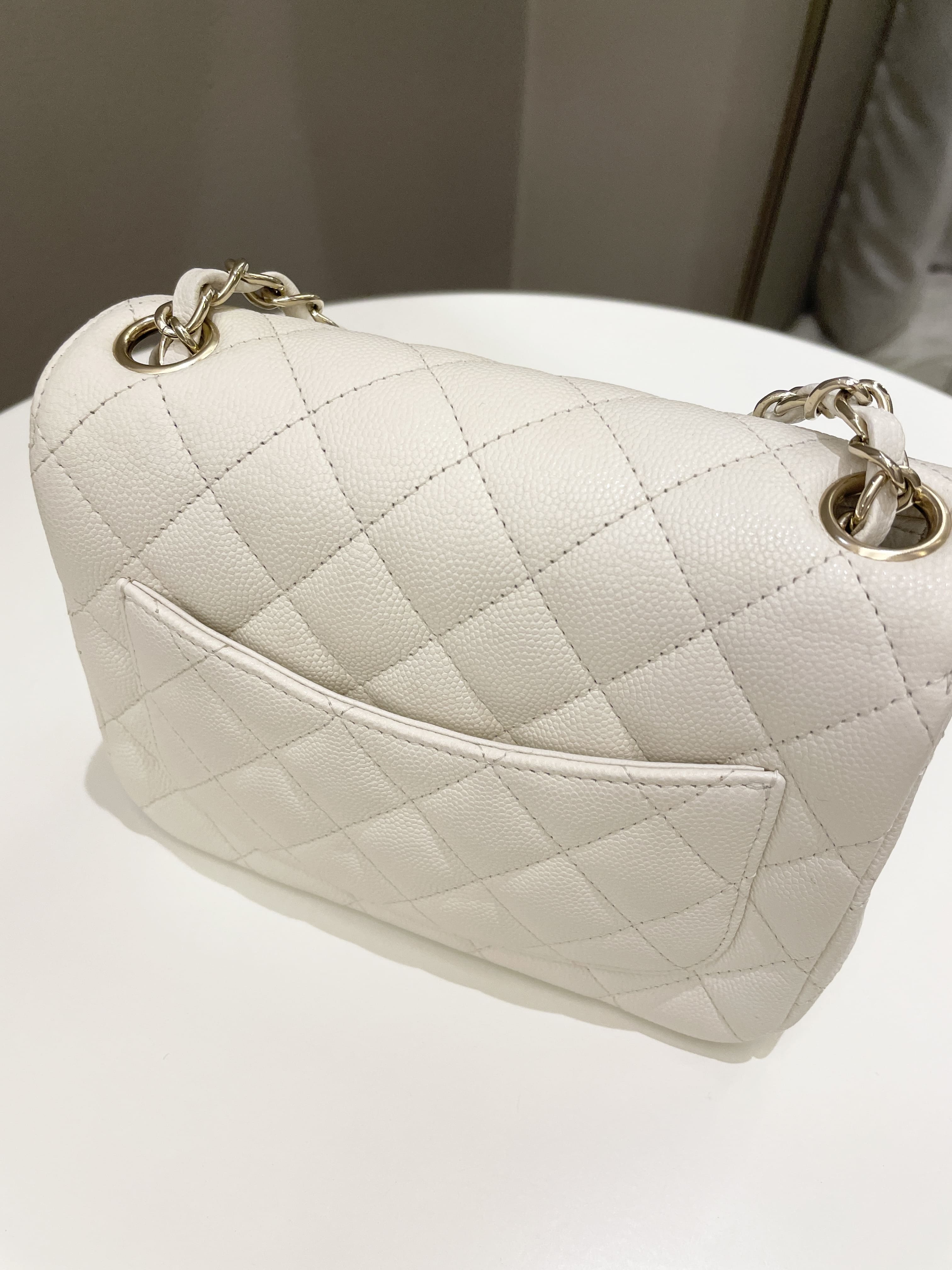 Chanel Classic Quilted Mini Square Ivory Caviar