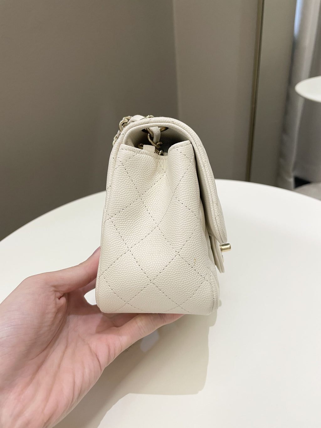 Chanel Classic Quilted Mini Square Ivory Caviar
