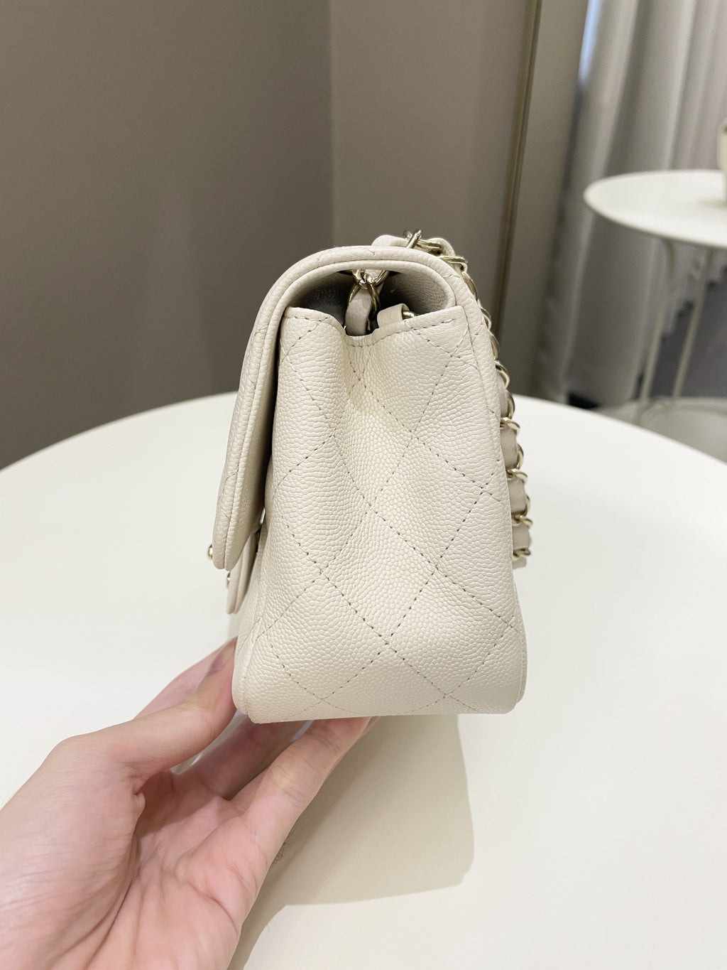 Chanel Classic Quilted Mini Square Ivory Caviar