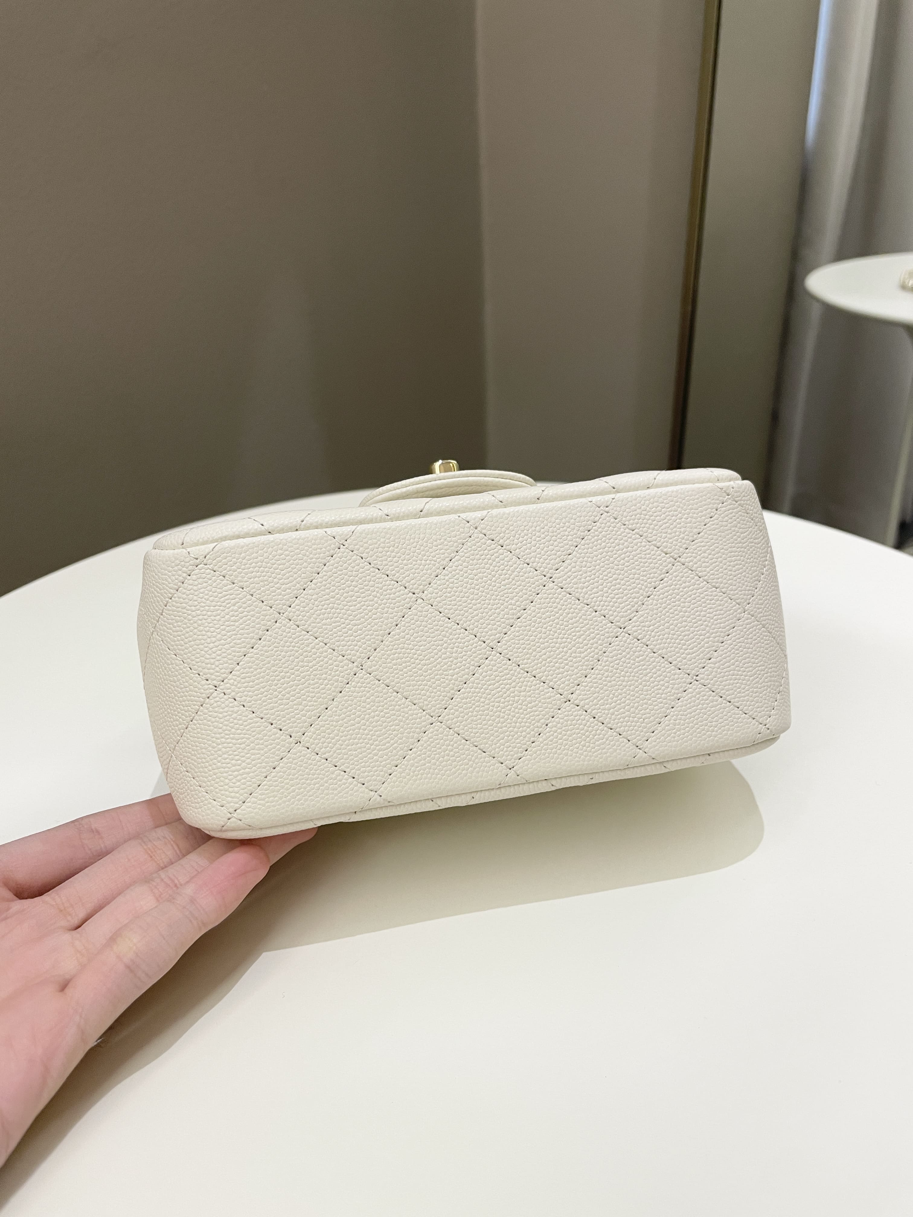 Chanel Classic Quilted Mini Square Ivory Caviar