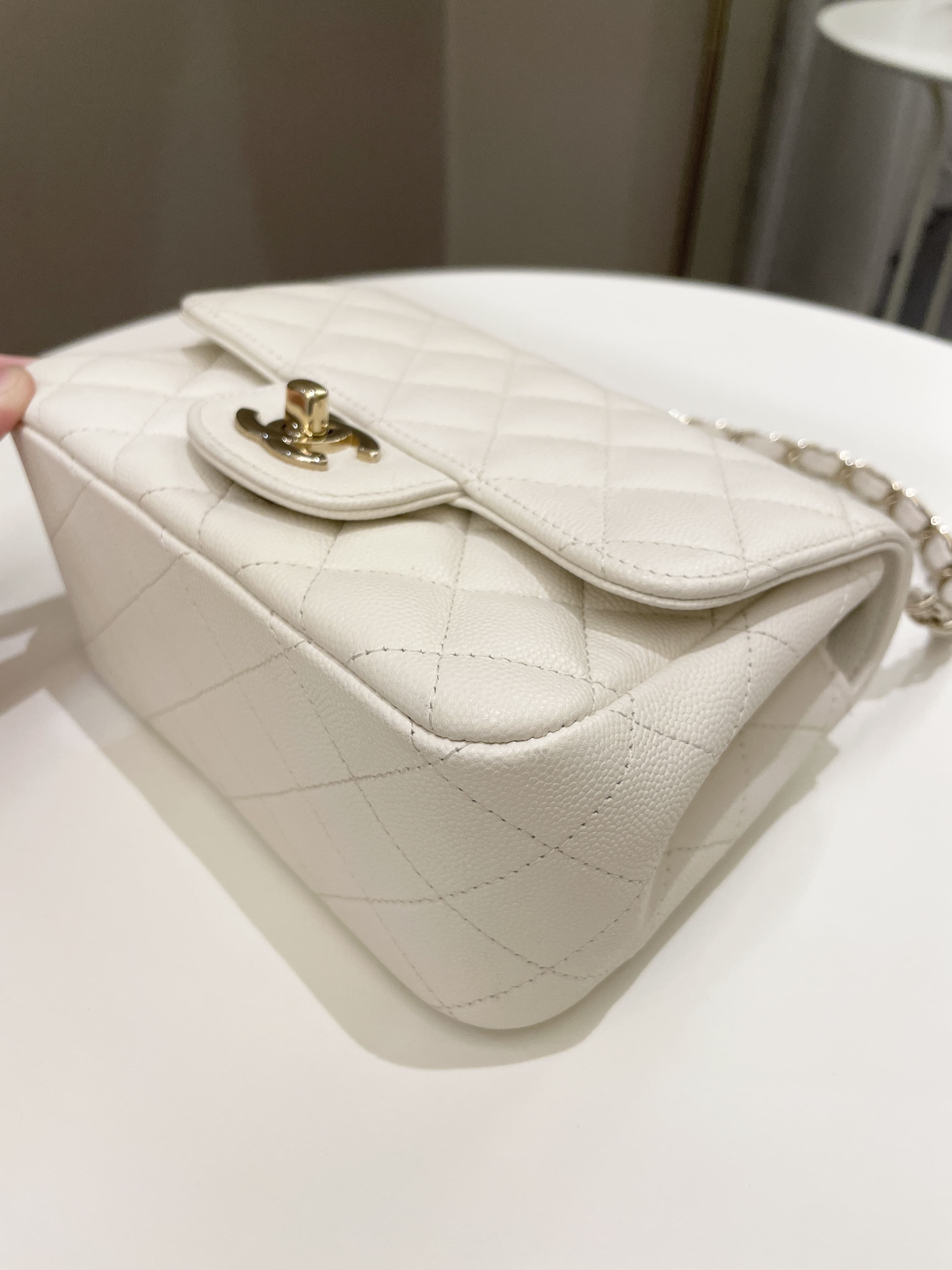 Chanel Classic Quilted Mini Square Ivory Caviar