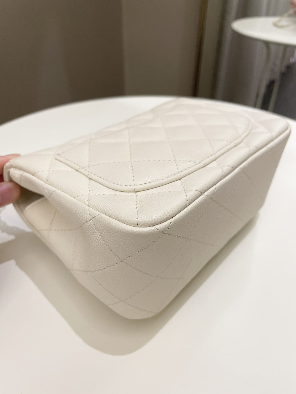 Chanel Classic Quilted Mini Square Ivory Caviar