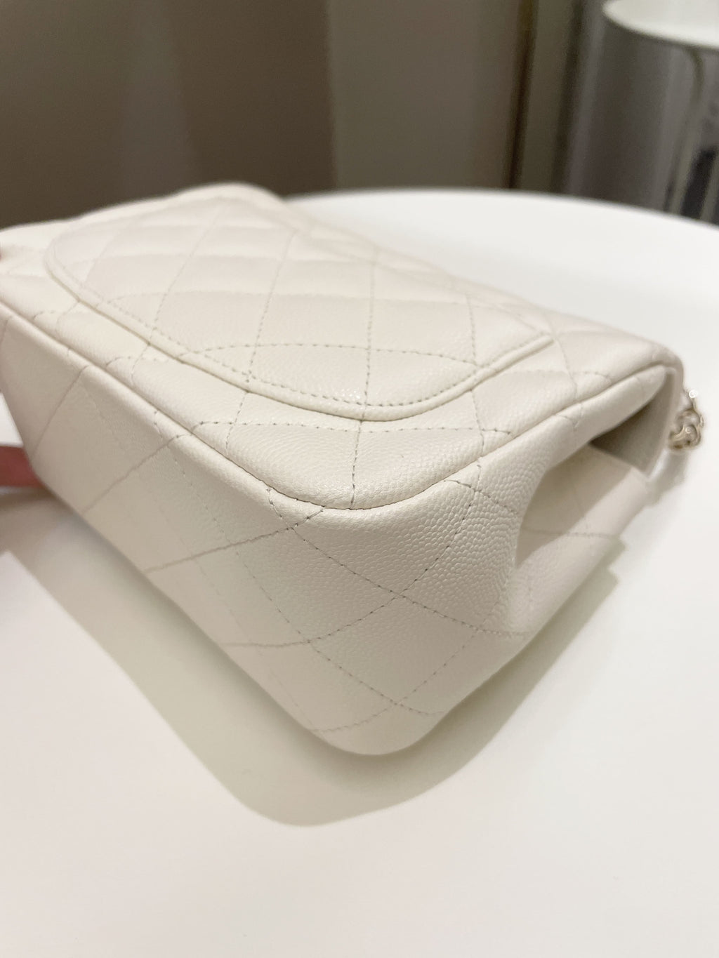 Chanel Classic Quilted Mini Square Ivory Caviar