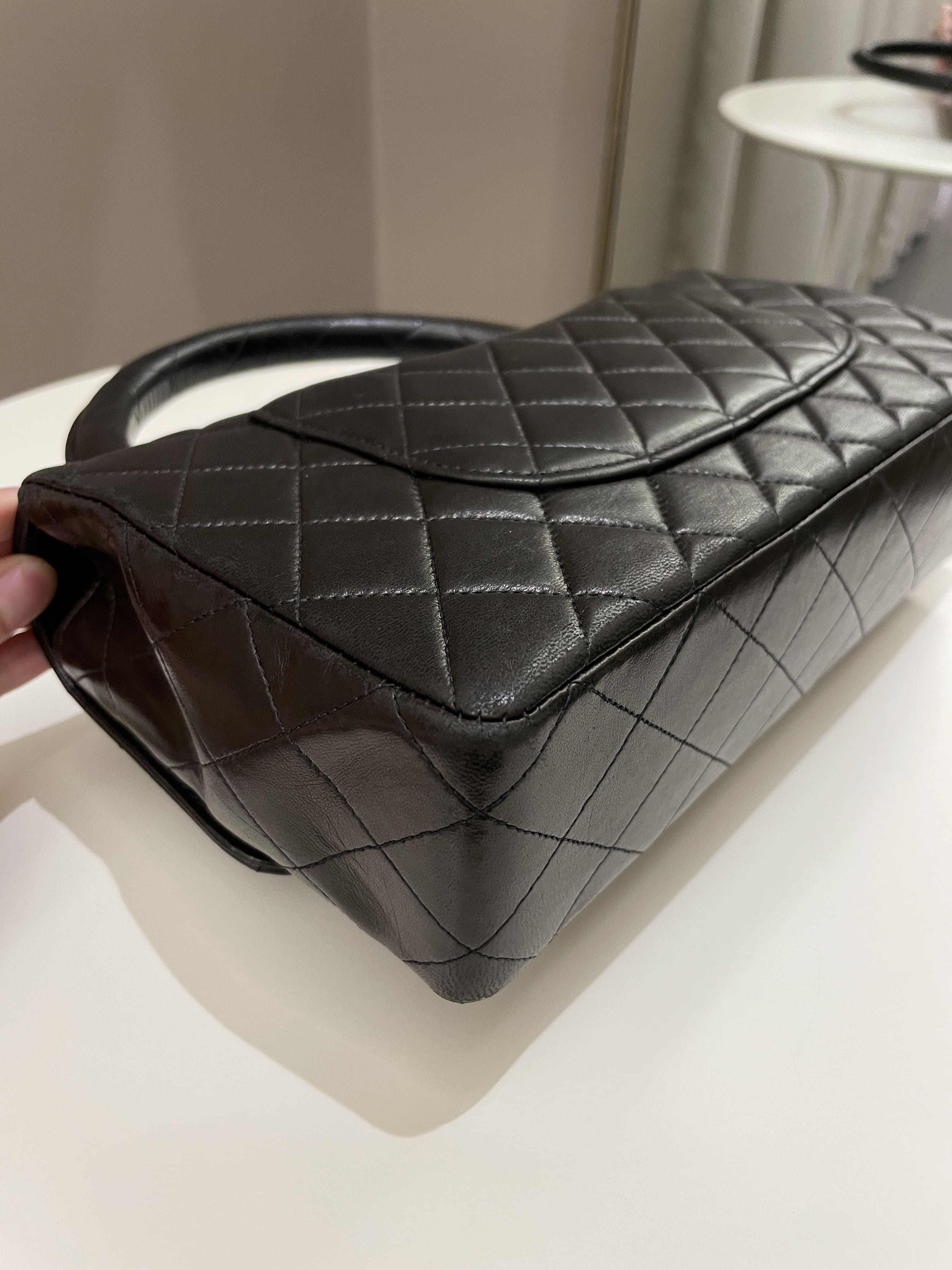 Chanel Vintage Quilted Kelly Top Handle Black Lambskin
