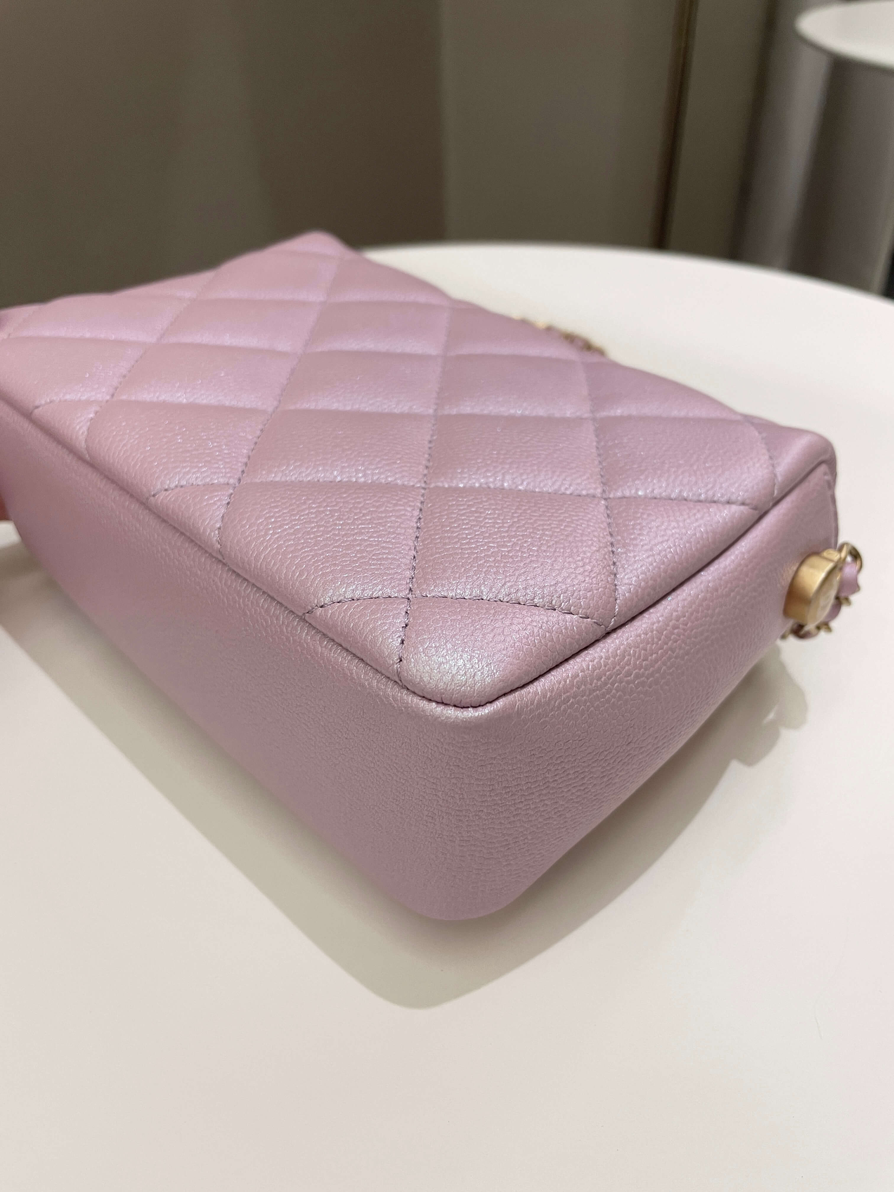Chanel 21K My Perfect Mini Flap Bag Iridescent Pink Lilac Caviar
