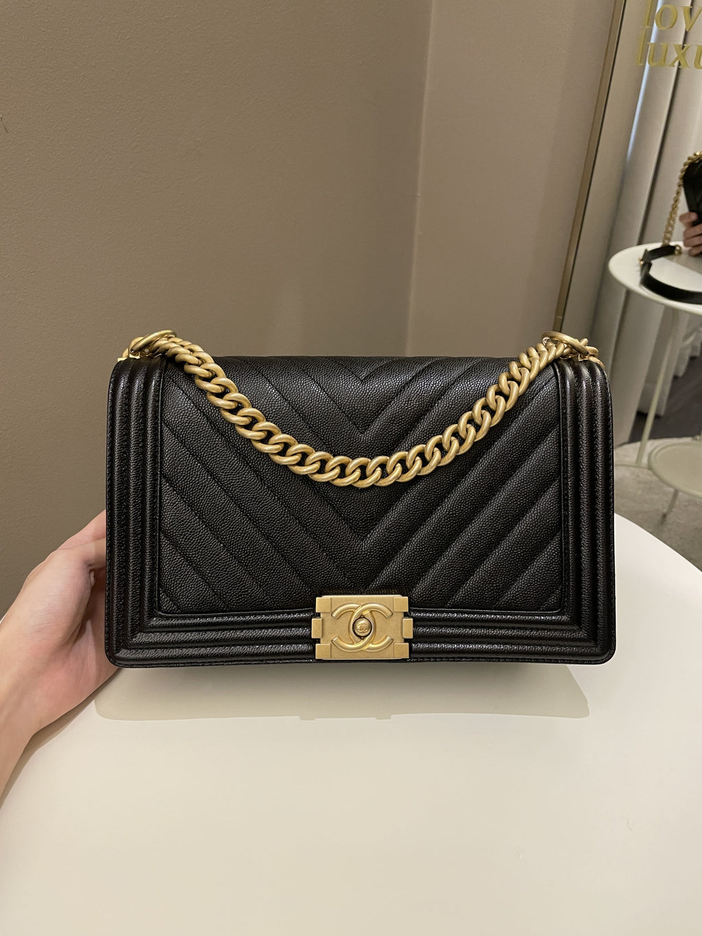 Chanel Chevron Boy New Medium Black Caviar