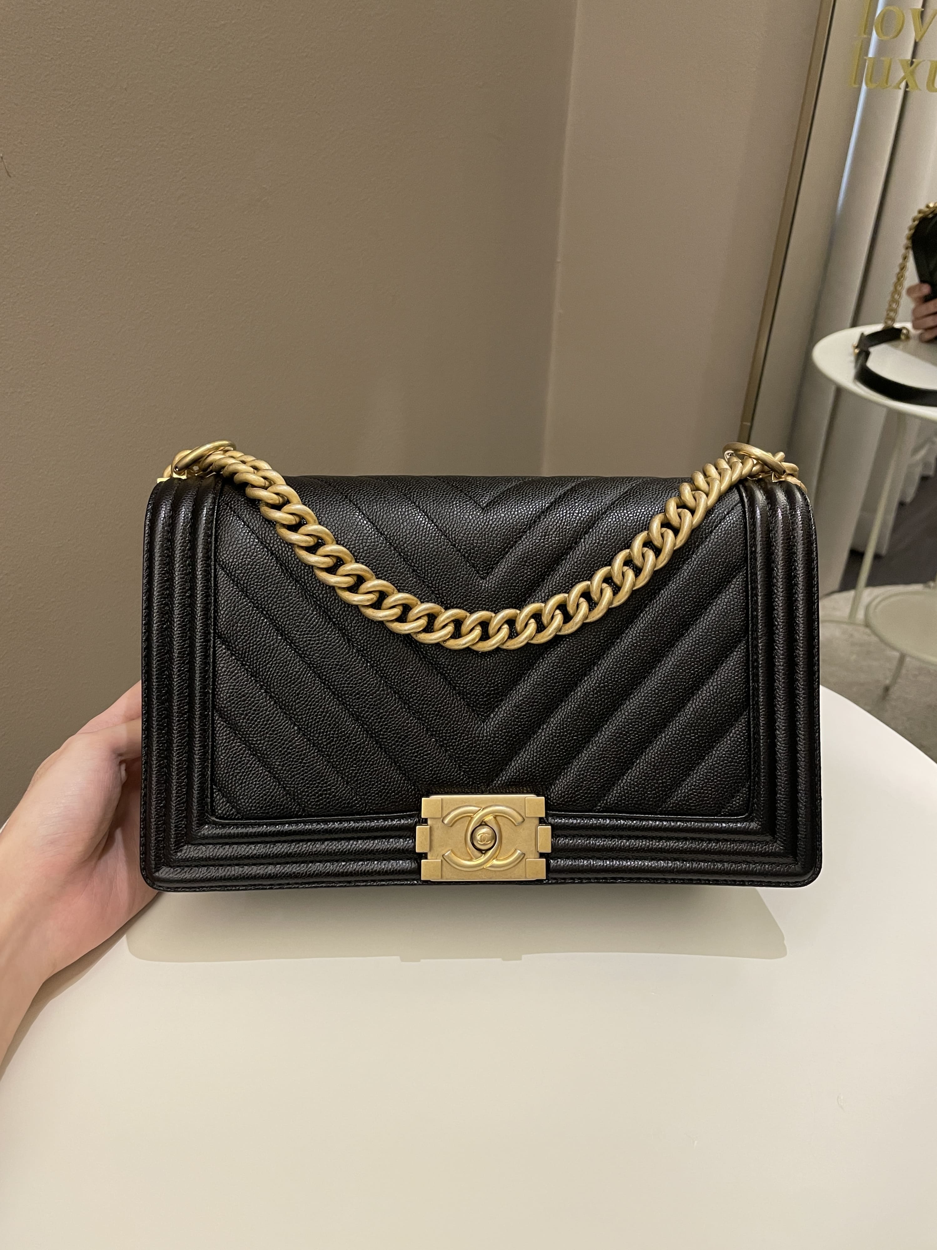 Chanel Chevron Boy New Medium Black Caviar