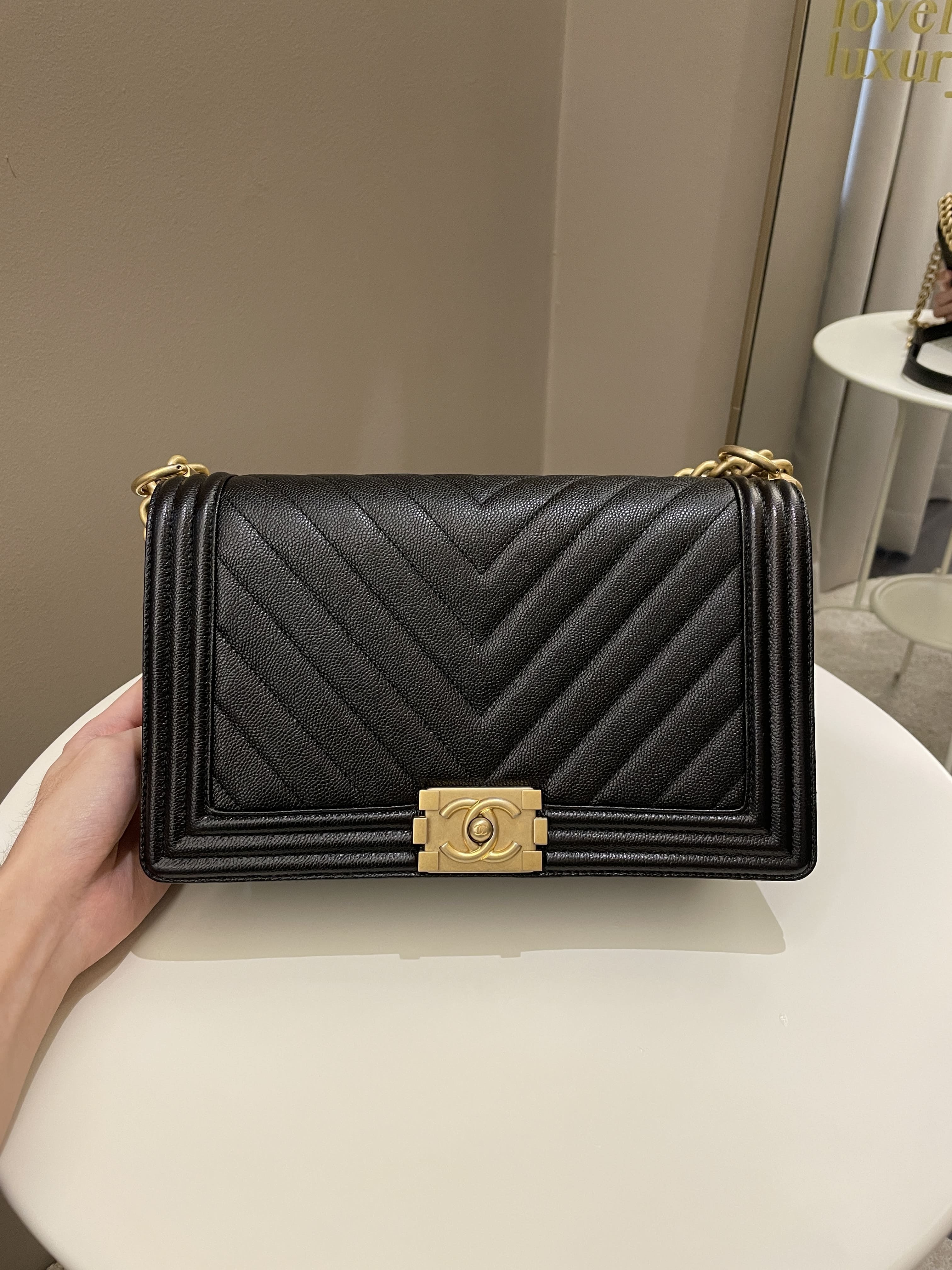 Chanel Chevron Boy New Medium Black Caviar
