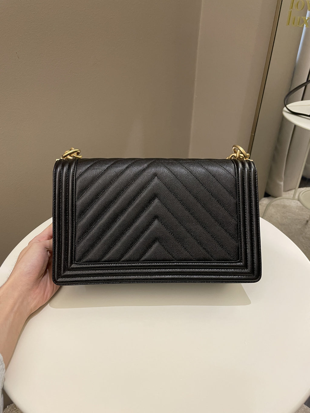 Chanel Chevron Boy New Medium Black Caviar