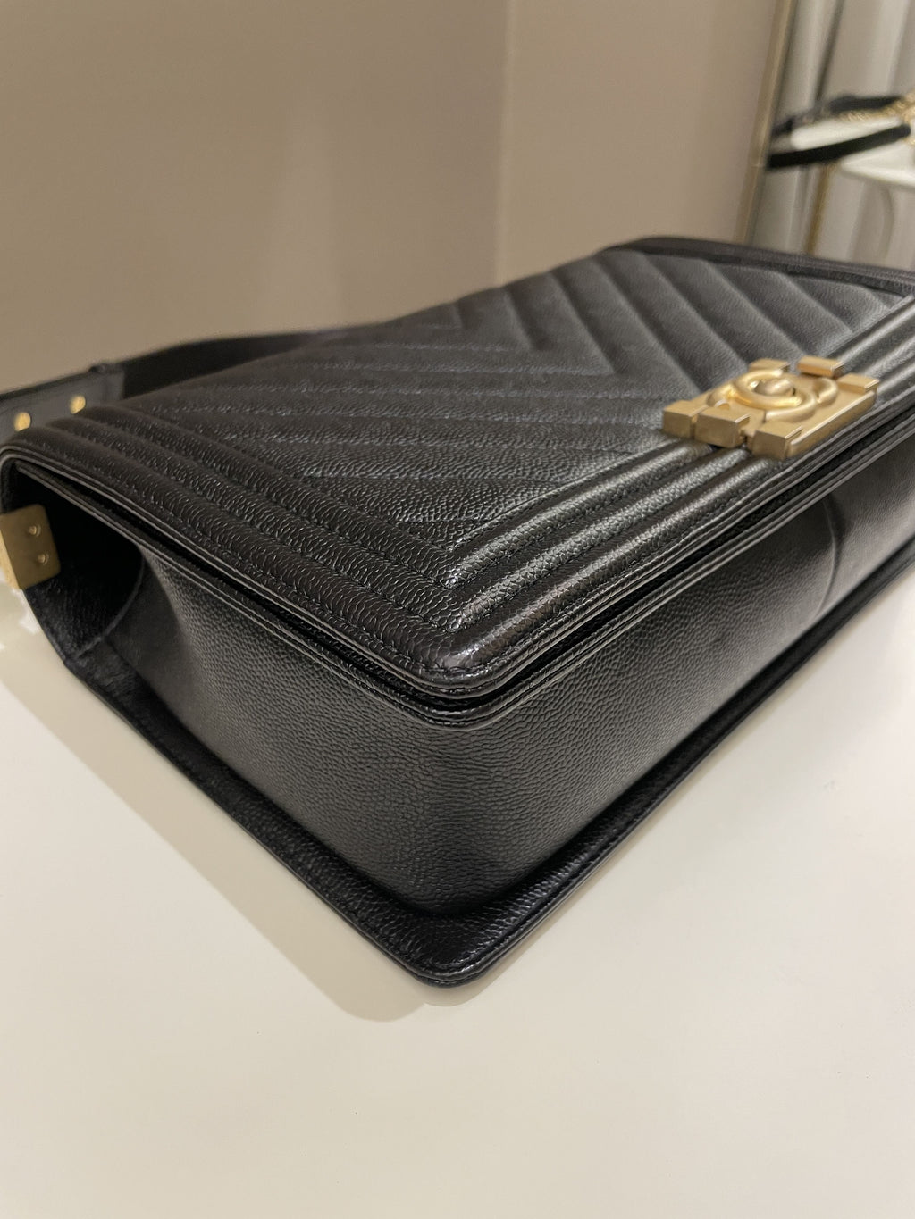 Chanel Chevron Boy New Medium Black Caviar