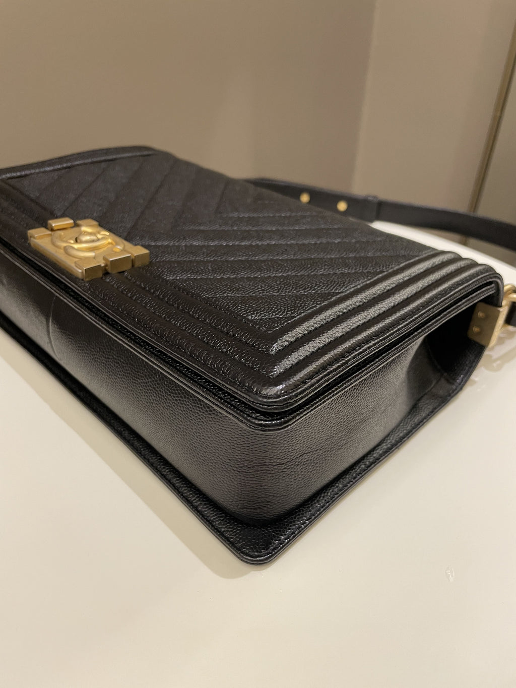 Chanel Chevron Boy New Medium Black Caviar