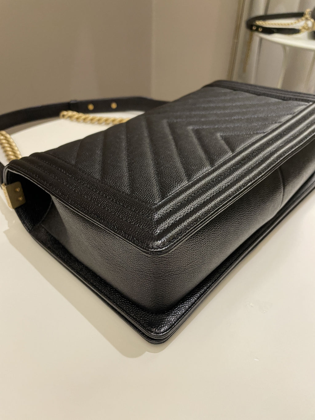 Chanel Chevron Boy New Medium Black Caviar