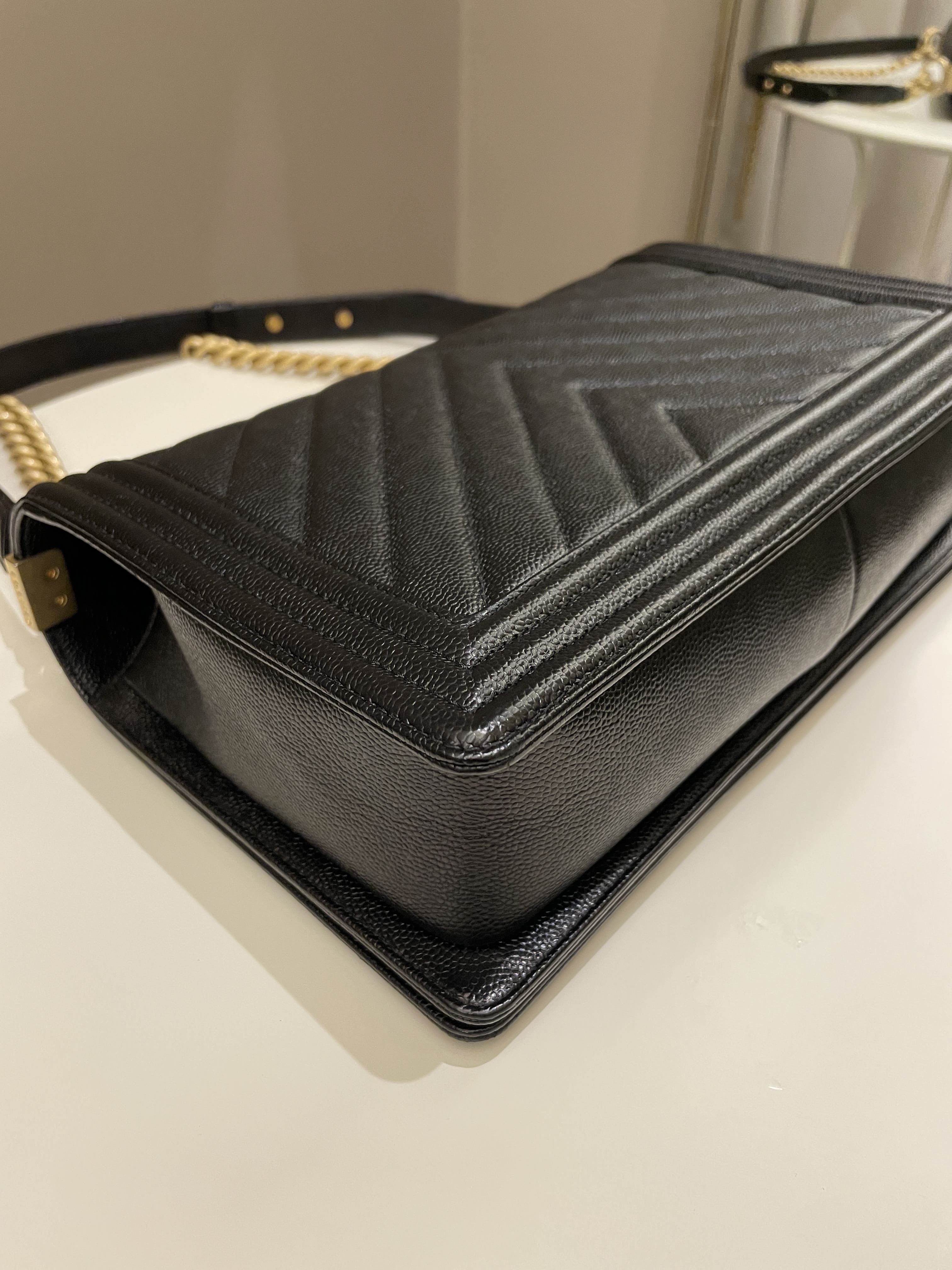 Chanel Chevron Boy New Medium Black Caviar