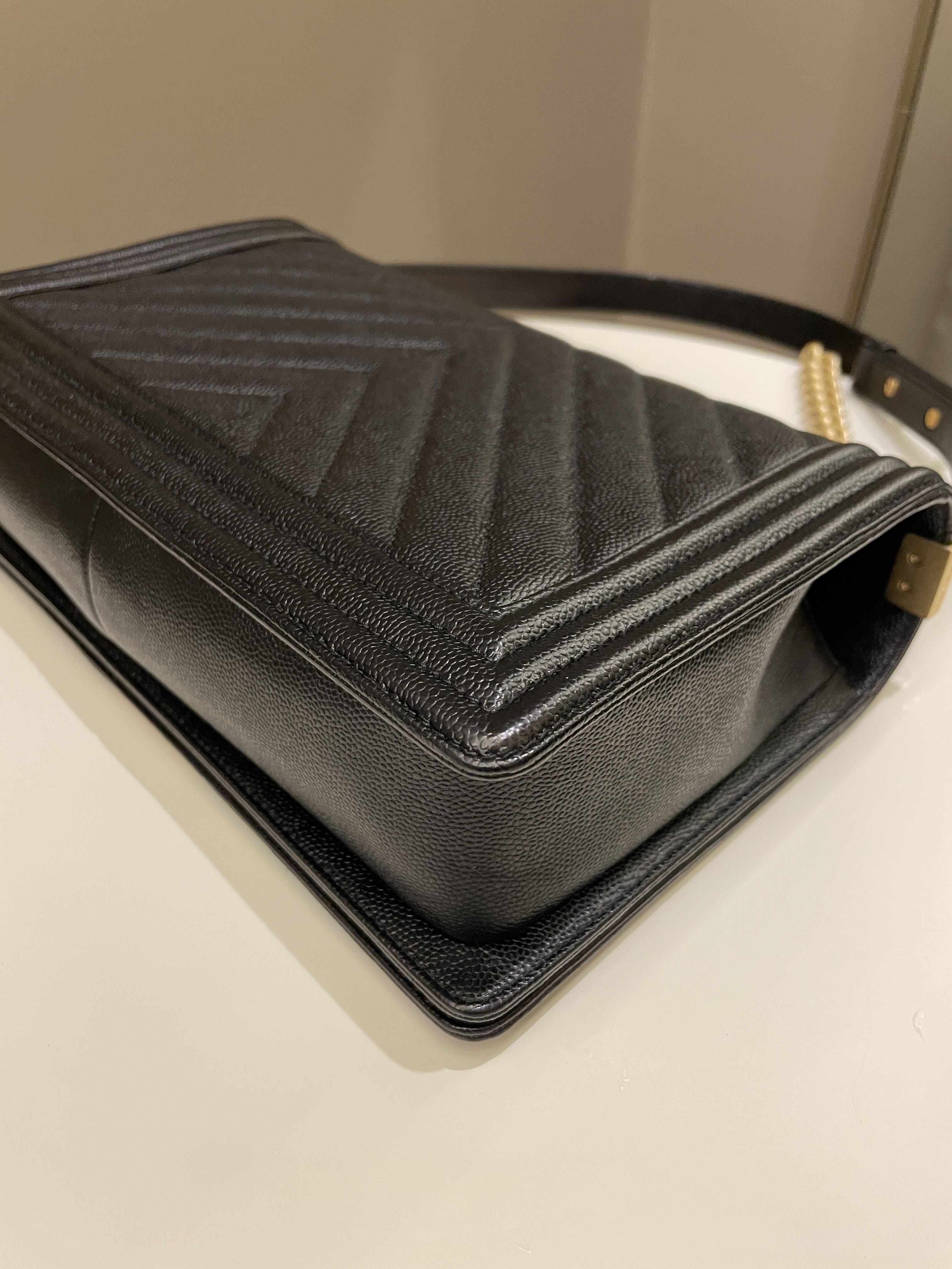 Chanel Chevron Boy New Medium Black Caviar