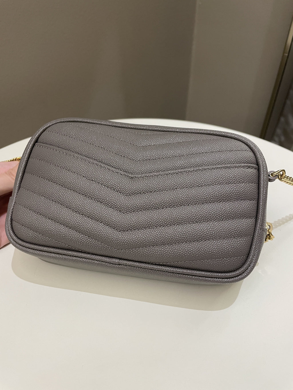 Saint Laurent Lou Mini Bag Grey Grained Leather
