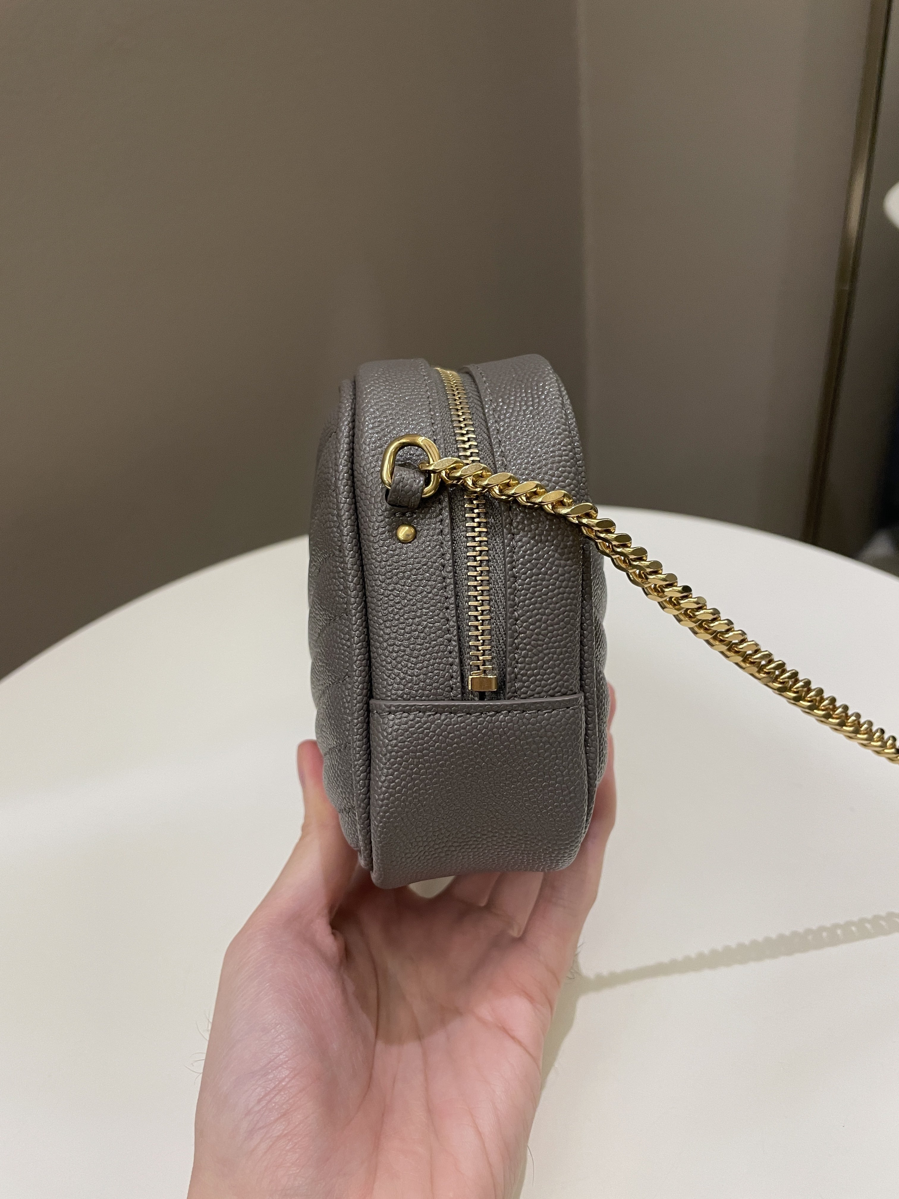 Saint Laurent Lou Mini Bag Grey Grained Leather