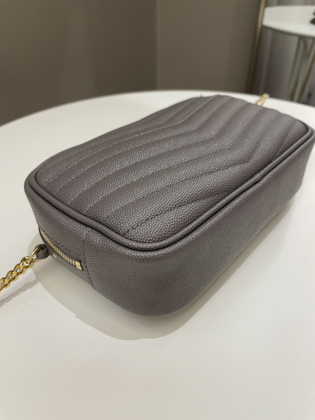 Saint Laurent Lou Mini Bag Grey Grained Leather