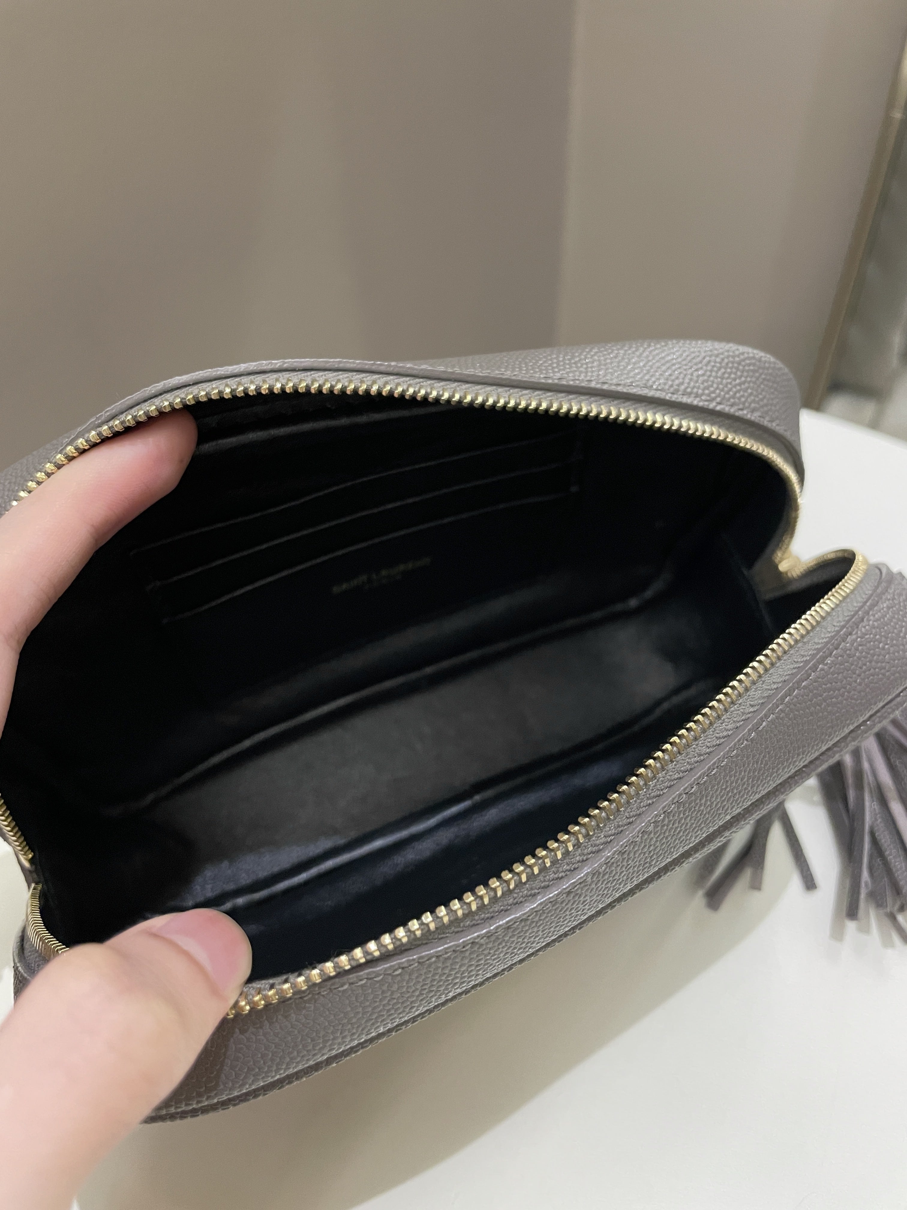Saint Laurent Lou Mini Bag Grey Grained Leather