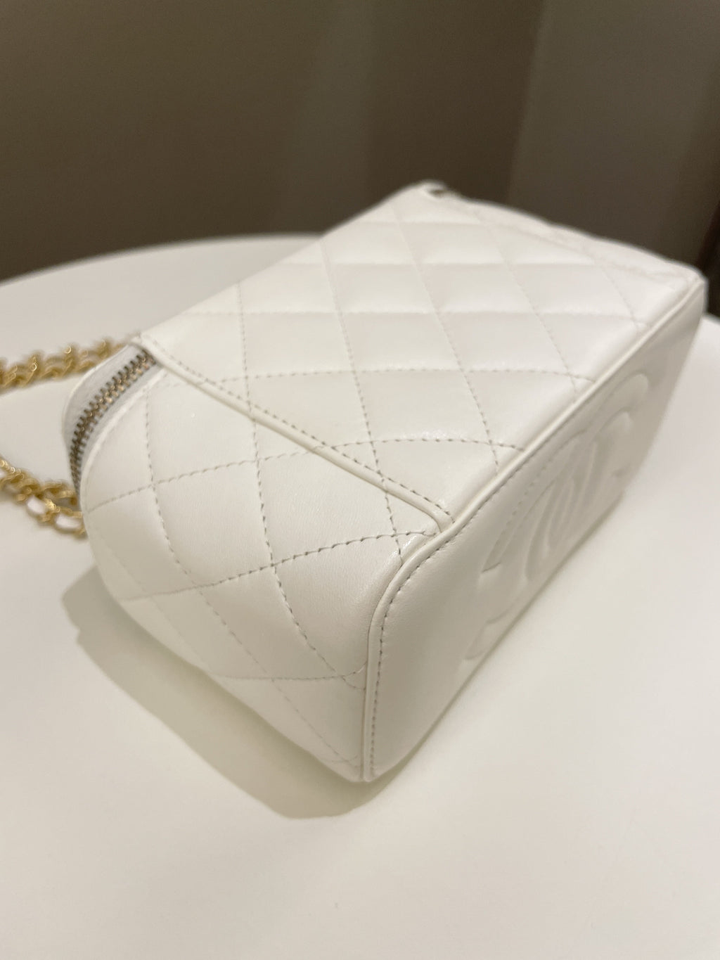 Chanel 23C Cc Mini Vanity Rectangular White Lambskin