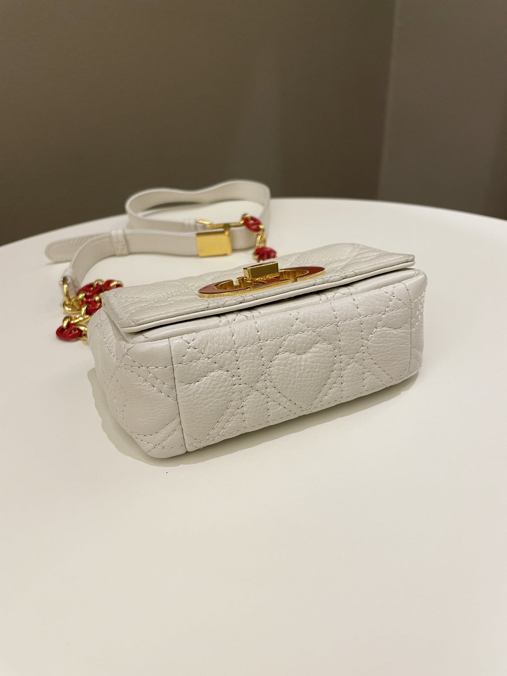 Dior Micro Cannage Caro Bag White Grain Calfskin