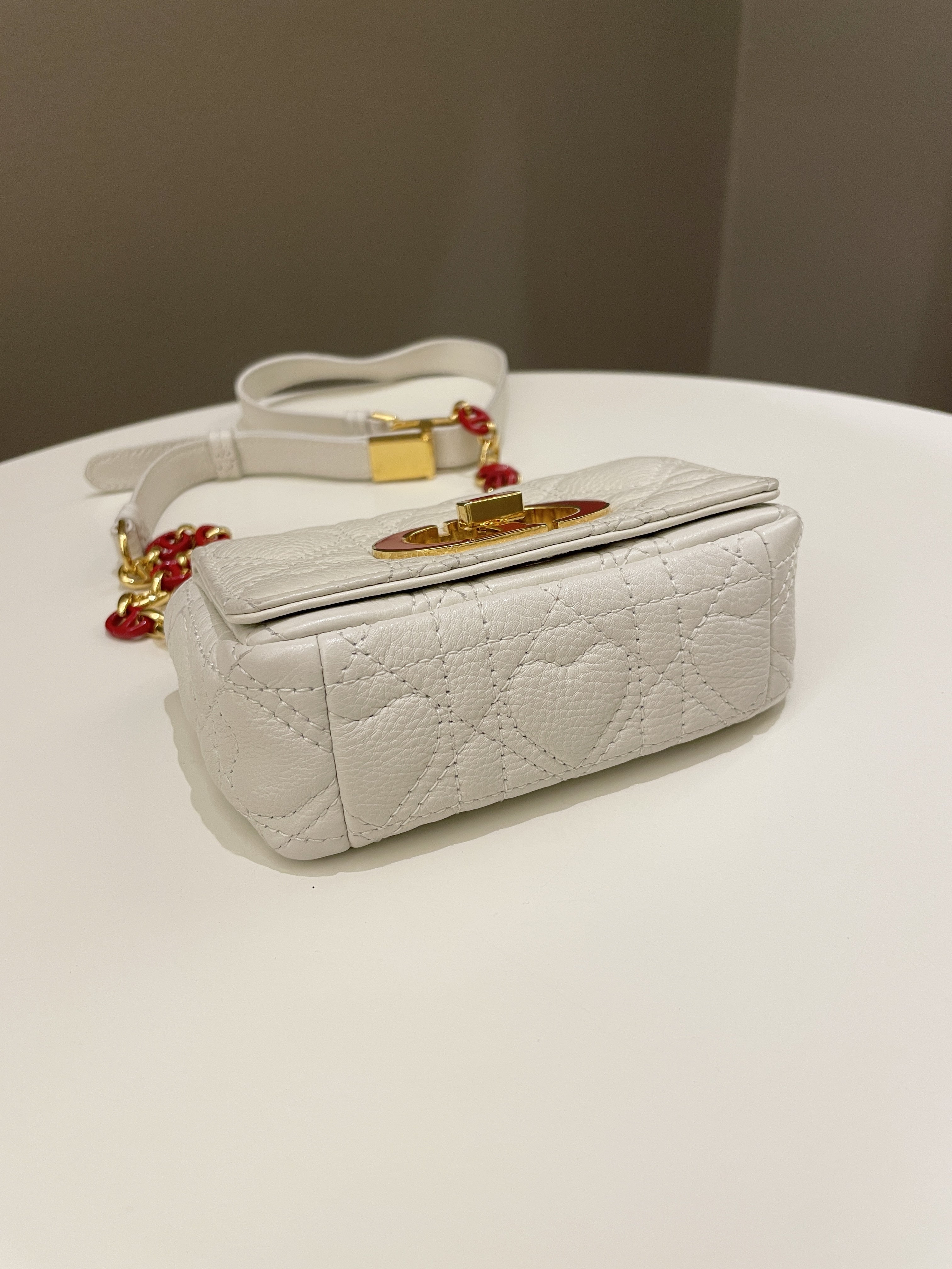 Dior Micro Cannage Caro Bag White Grain Calfskin